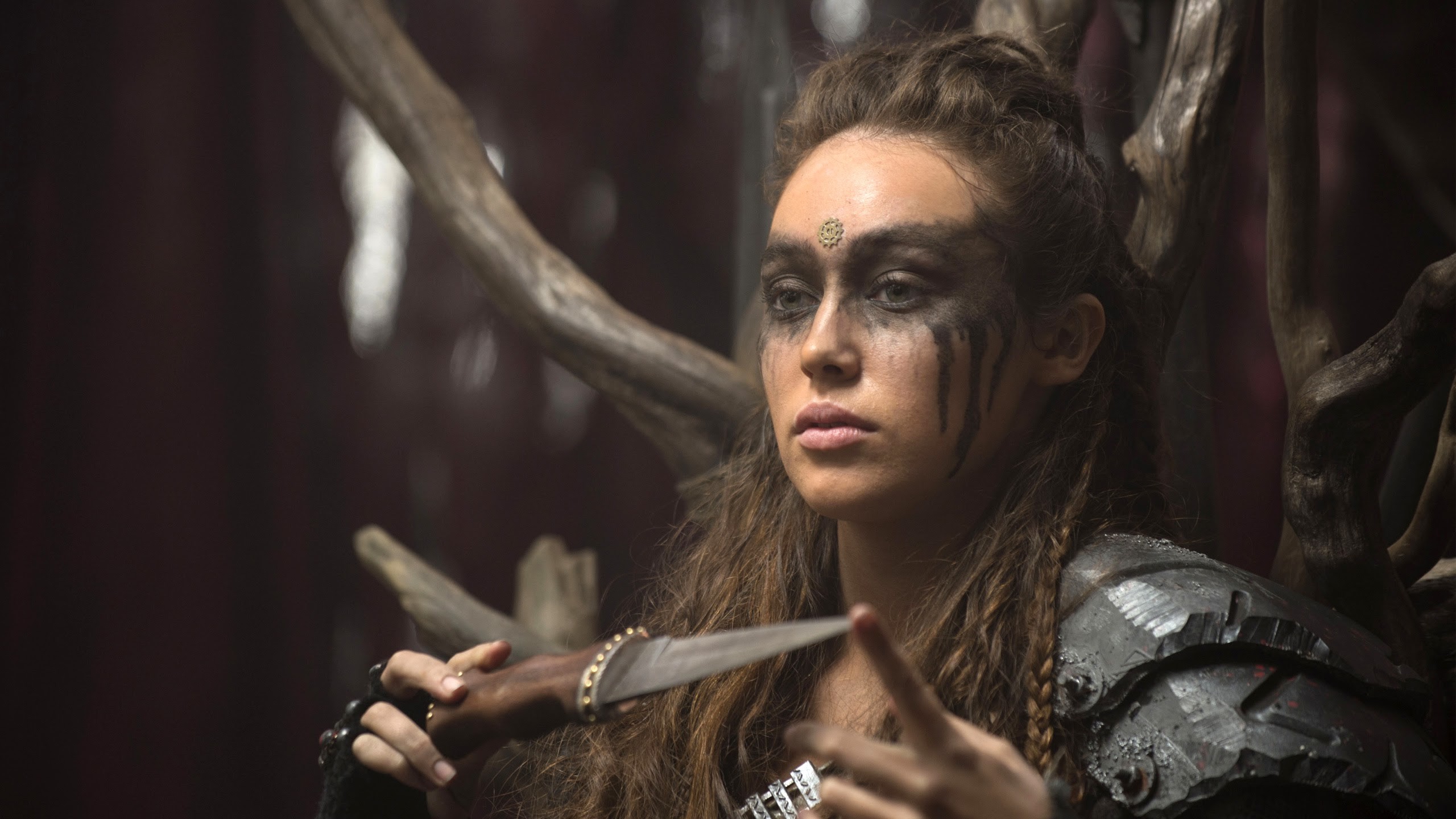 Alycia Debnam-Carey, Lexa, The 100, Pugnale, Pittura di guerra, 2560x1440, immagine di sfondo