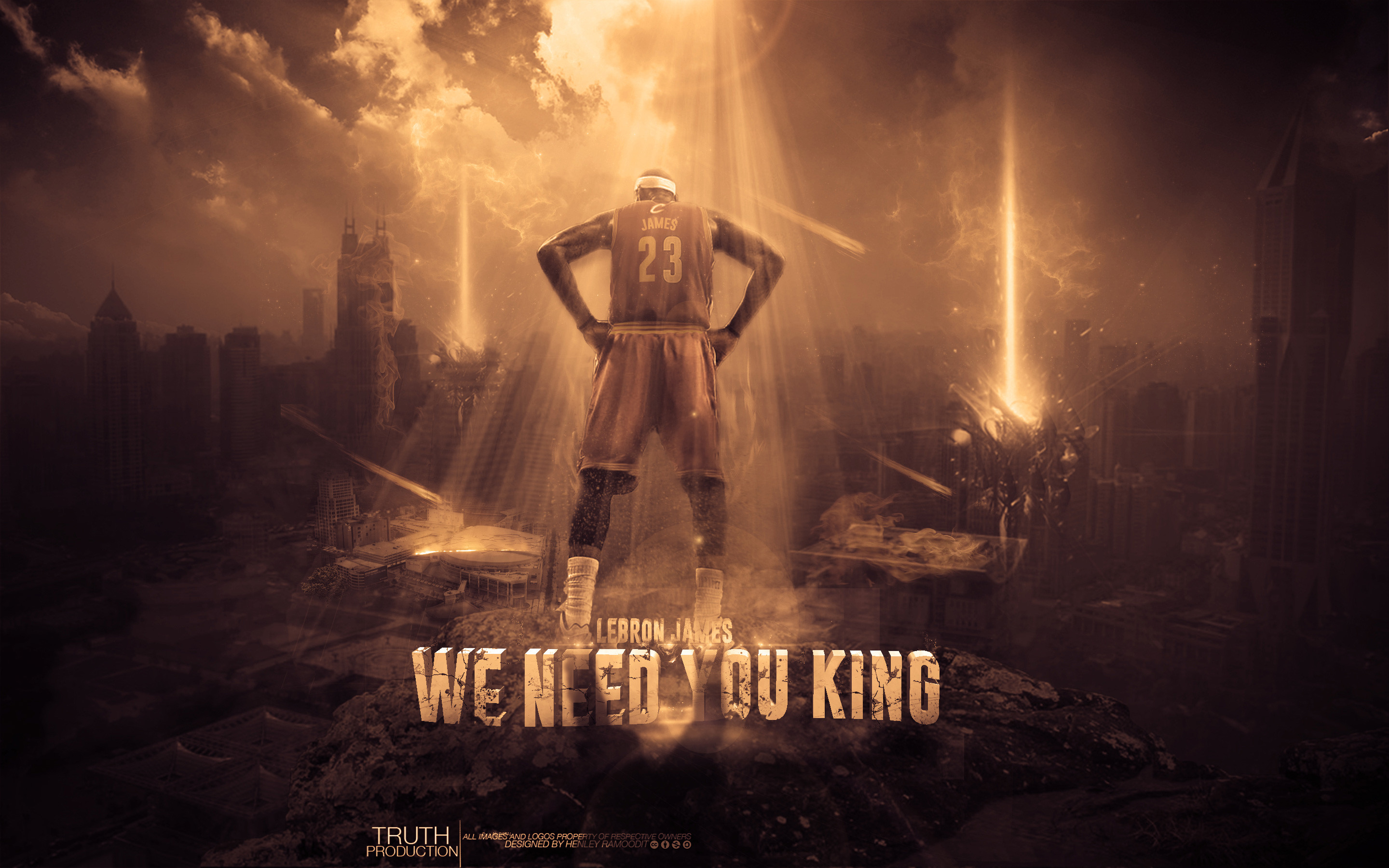 LeBron James, We Need You King, Cleveland, Seppia, 2K, sfondo per PC e portatile