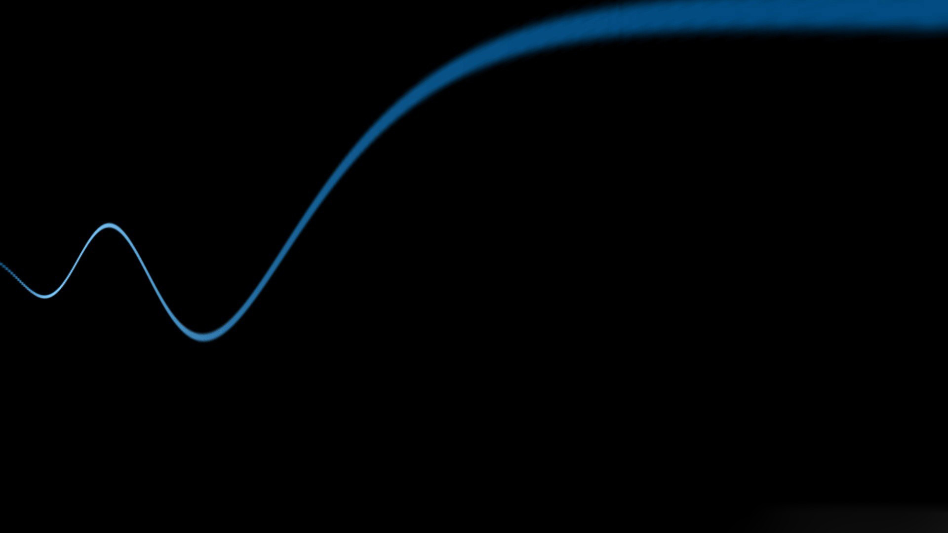 Linea blu, Onda, Sfondo nero, Minimalista, Full HD, wallpaper desktop