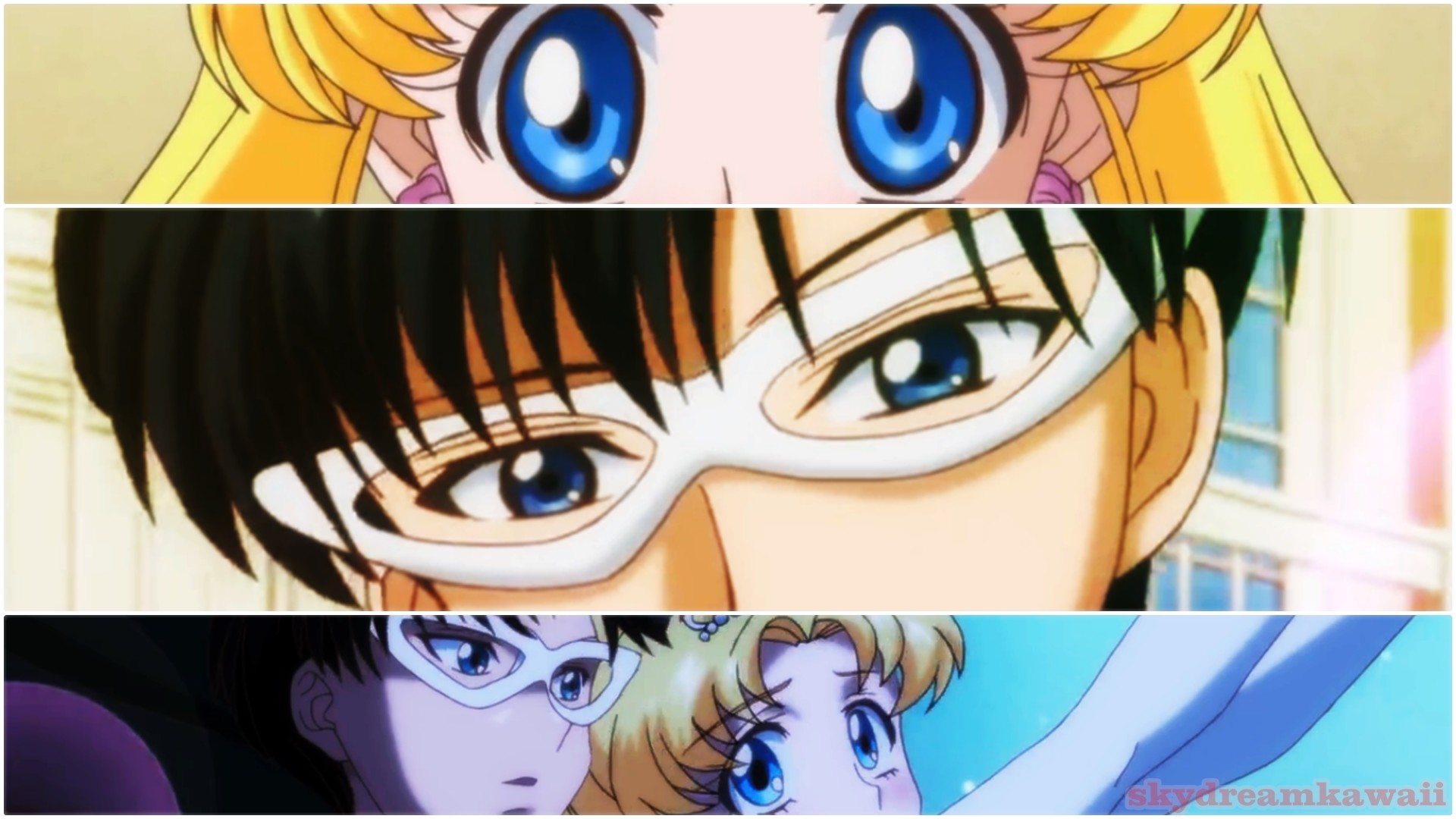 Usagi Tsukino, Mamoru Chiba, Sailor Moon Crystal, Occhi, 16:9 Full HD, wallpaper widescreen