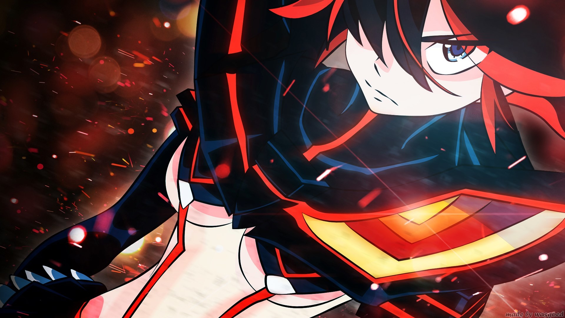 Ryuko Matoi, Senketsu, Kill la Kill, Rosso e nero, Full HD, sfondo desktop