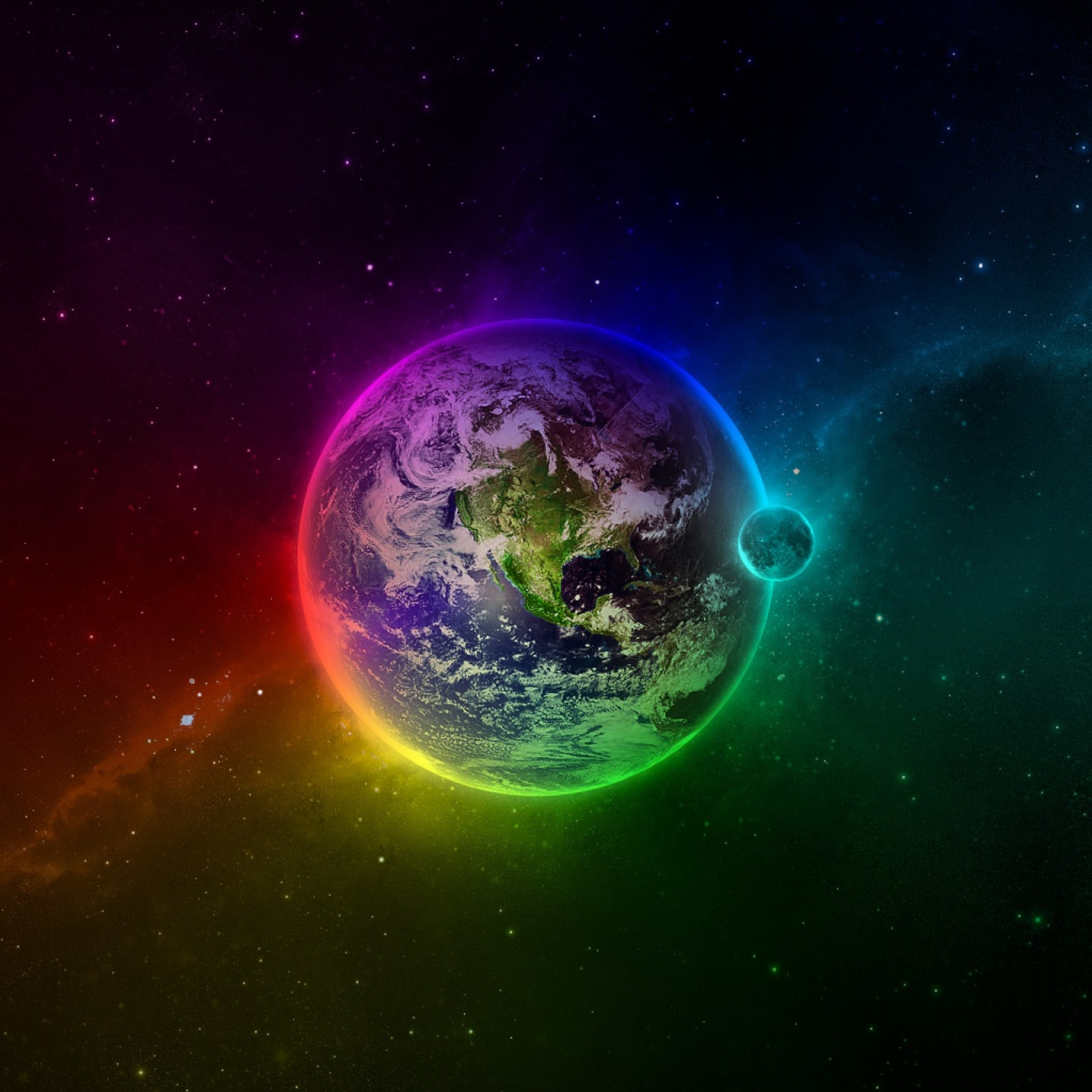 Terra, Pianeta, Arcobaleno, Spazio, Full HD, sfondo per iPad e tablet