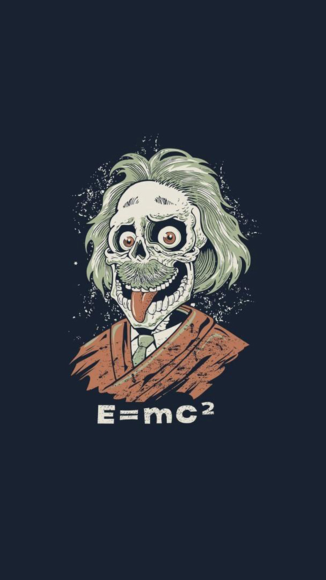 Albert Einstein, Teschio, E=mc², Illustrazione, Full HD, sfondo iPhone 6