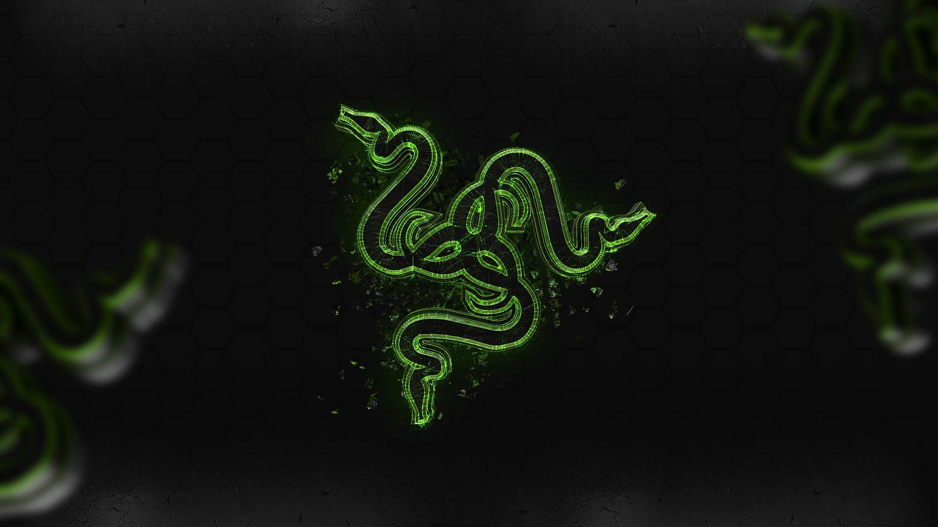 Razer, Logo Razer, Neon verde, Sfocatura, Full HD, sfondo per PC