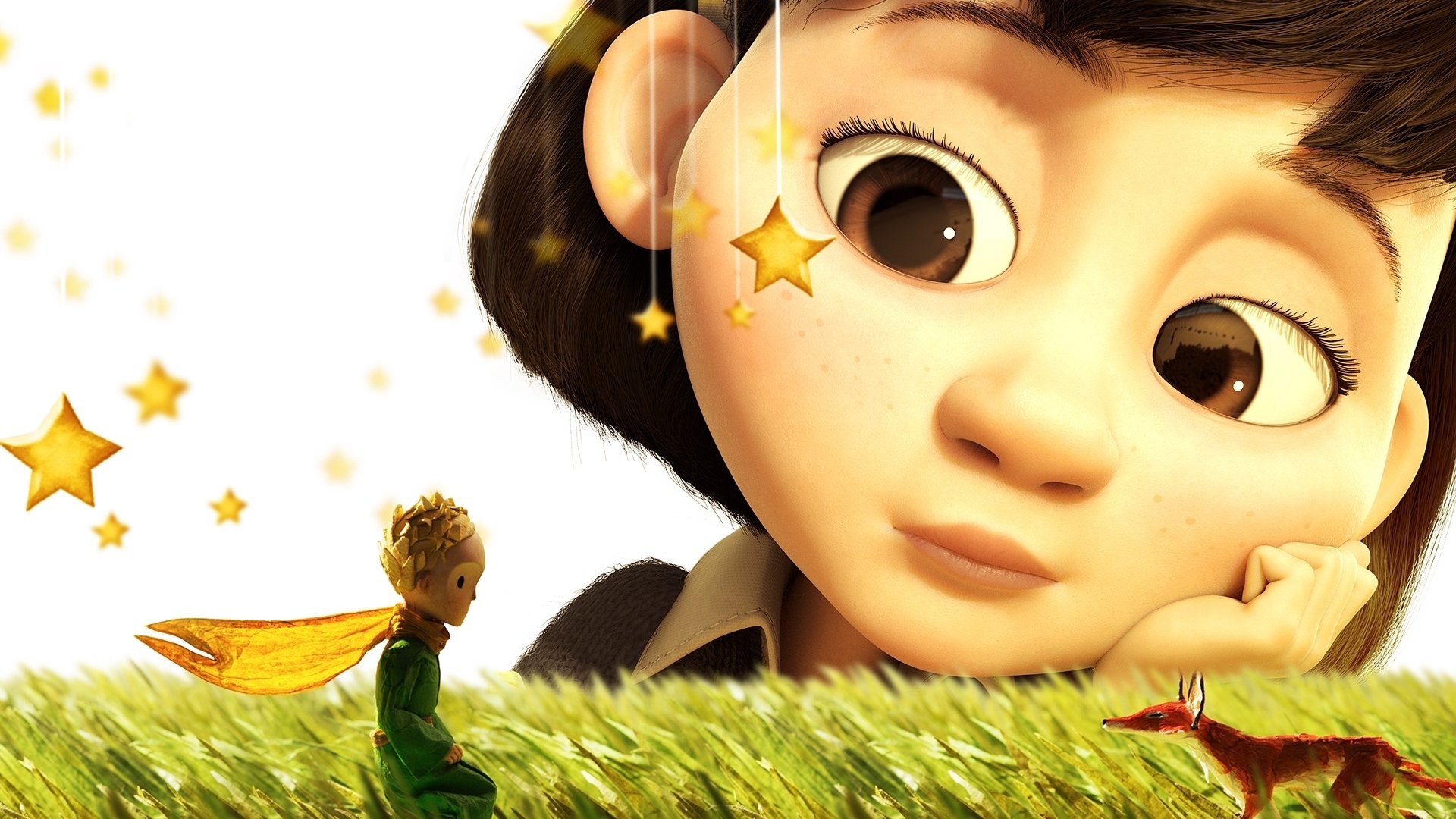 La bambina, Il Piccolo Principe, La volpe, Il Piccolo Principe (film 2015), Stelle, wallpaper Full HD