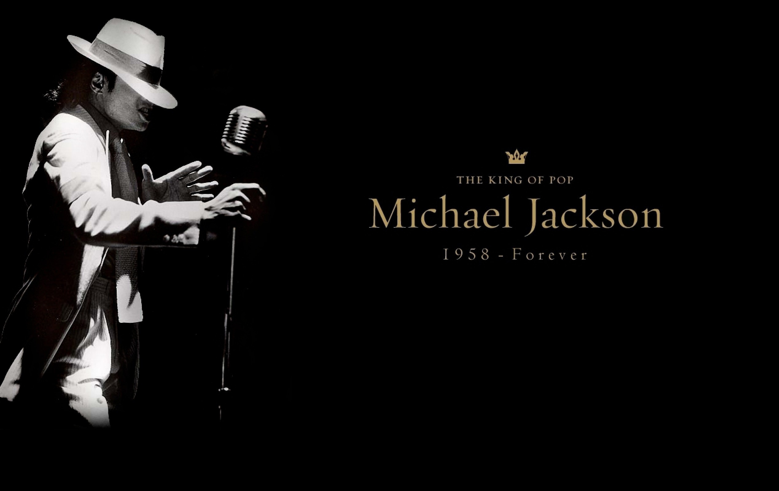 Michael Jackson, Re del Pop, Microfono vintage, Sfondo nero, Full HD, wallpaper per PC