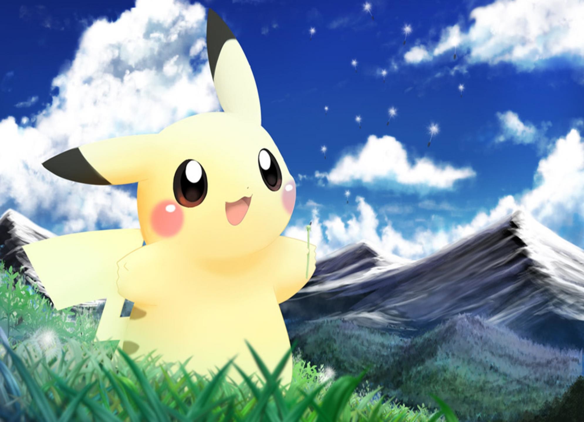 Pikachu, Pokémon, Montagne, Cielo azzurro, Full HD, sfondo desktop