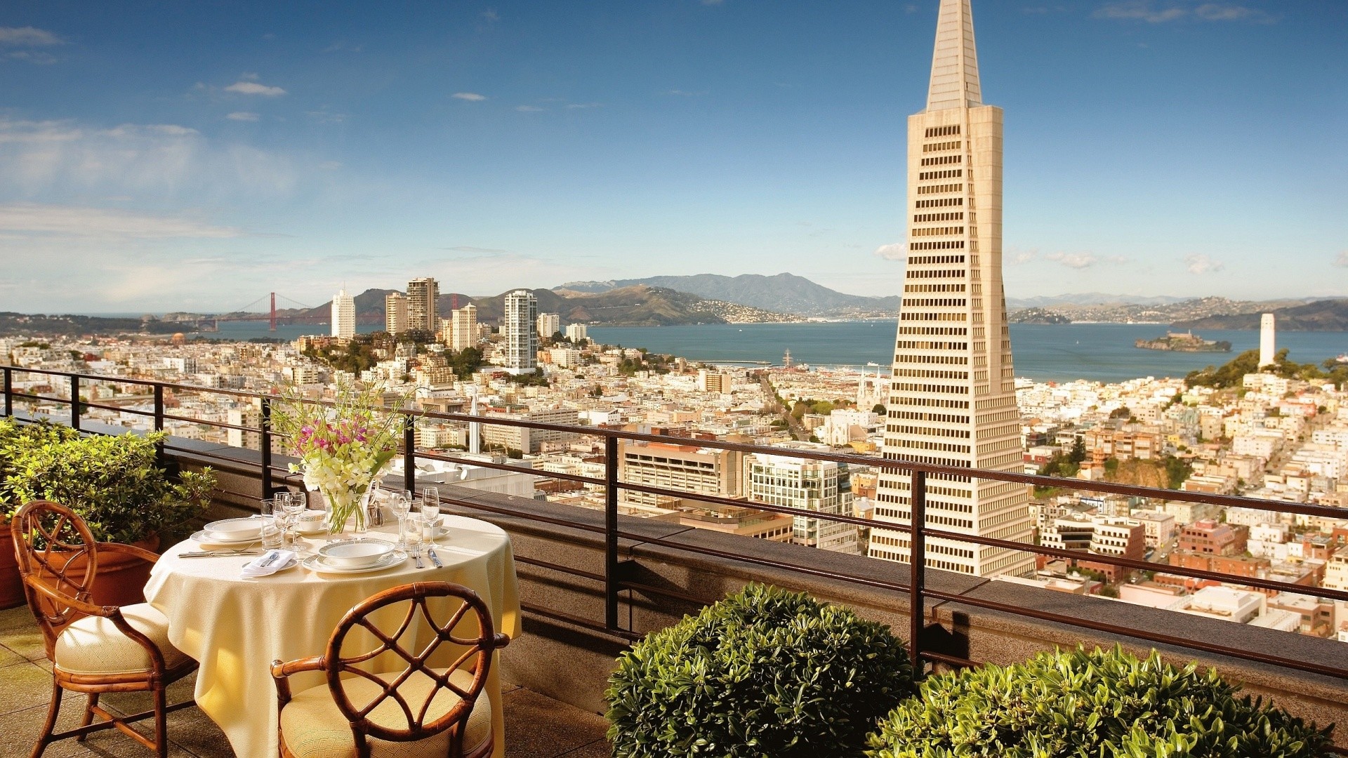 Transamerica Pyramid, San Francisco, Terrazza, Baia, Full HD, wallpaper desktop