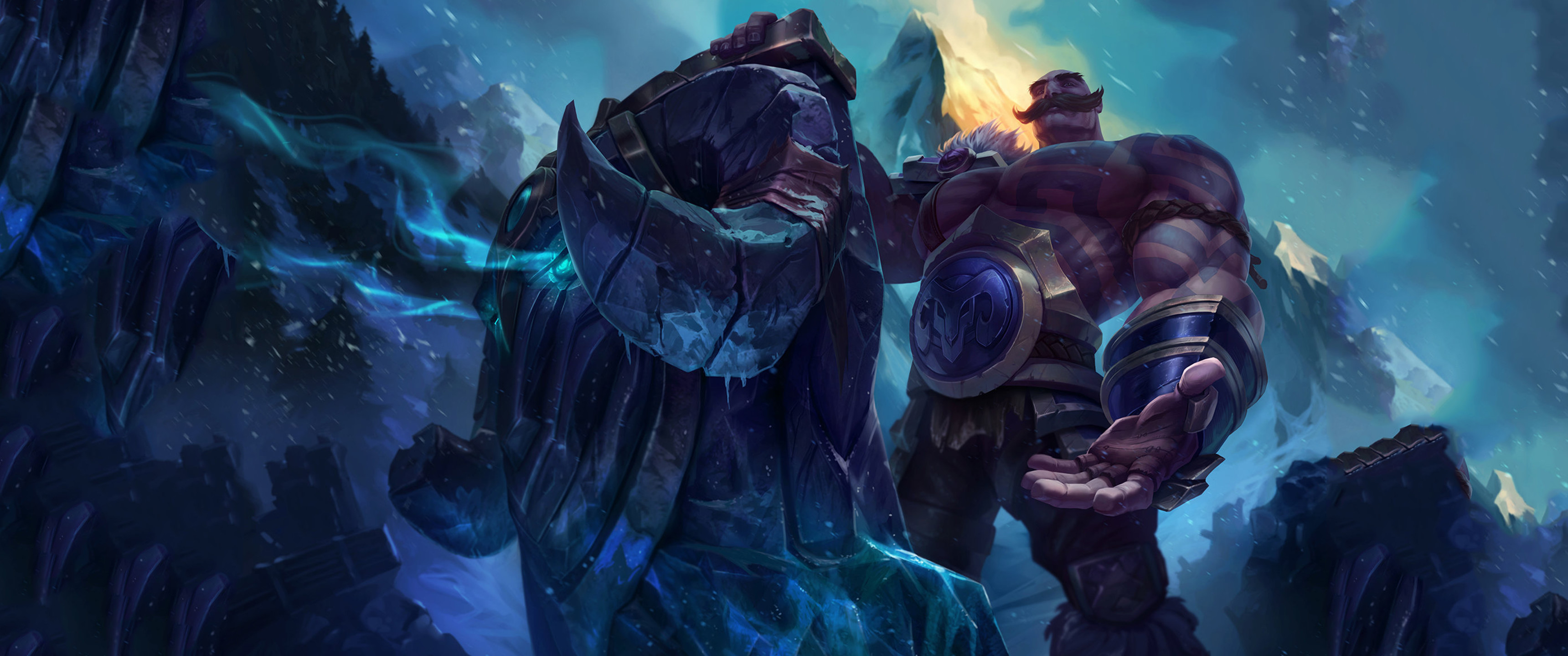 Braum, League of Legends, Ghiaccio, Montagne, 21:9 1440p, sfondo per monitor ultrawide