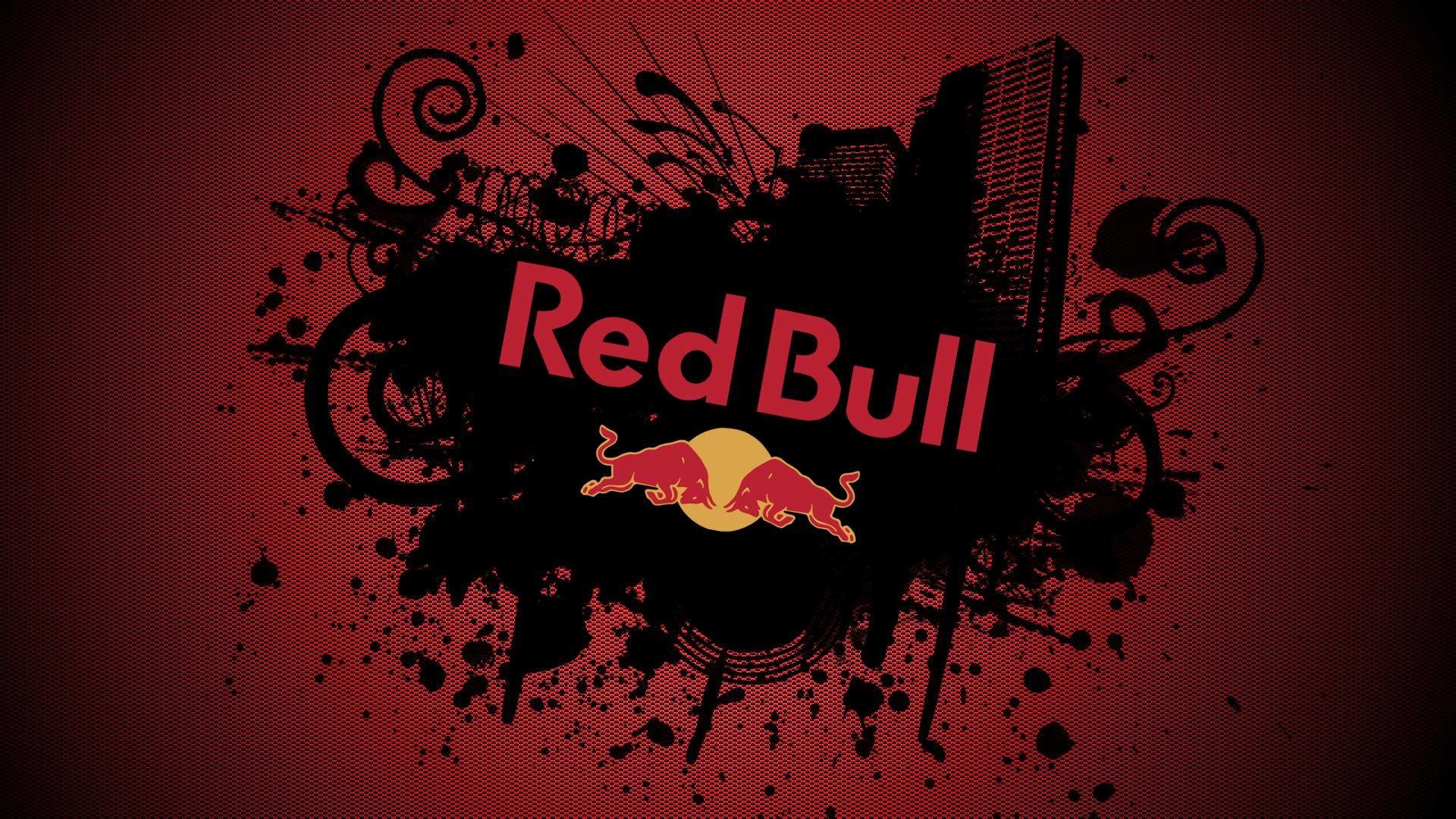 Red Bull, Logo Red Bull, Grunge, Sfondo rosso, Full HD, wallpaper desktop