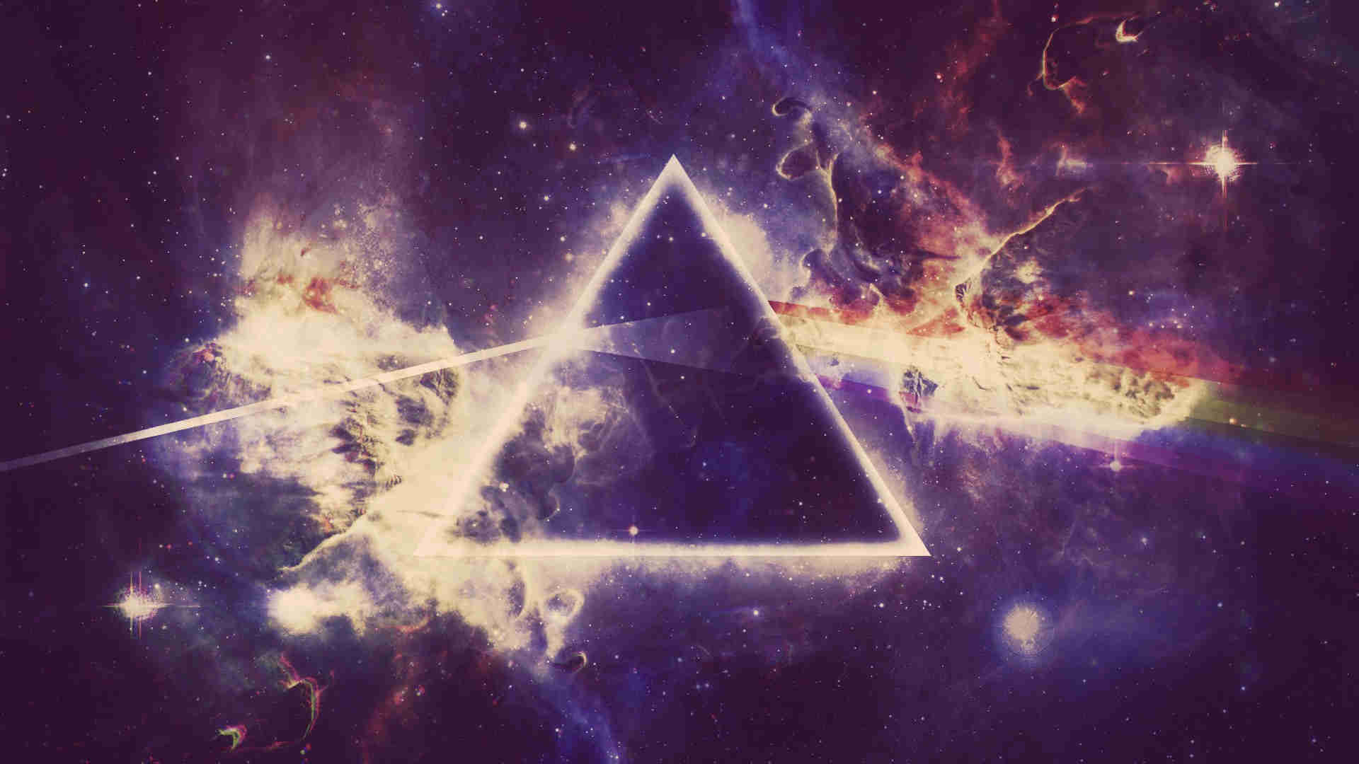 The Dark Side of the Moon, Pink Floyd, Prisma, Nebulosa, Viola, 16:9 Full HD, sfondo widescreen