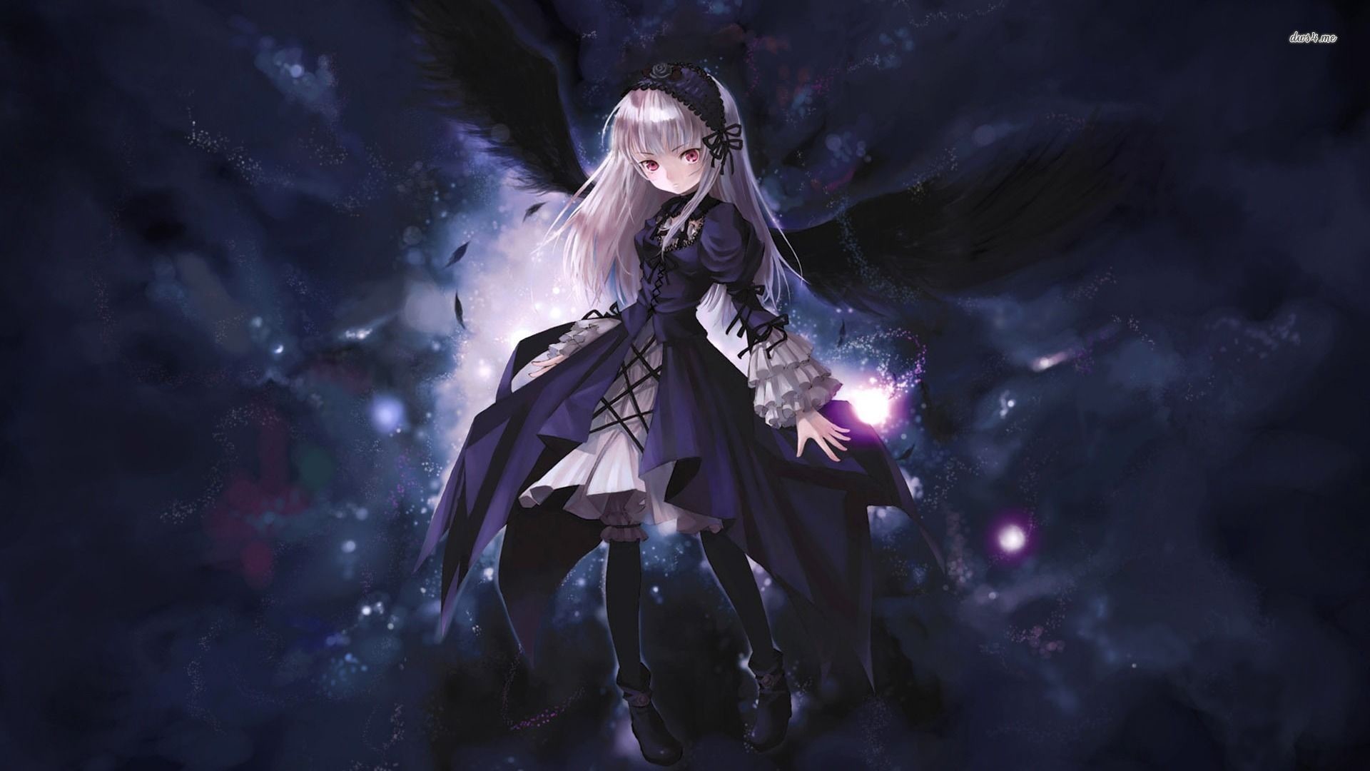 Suigintou, Rozen Maiden, Anime, Ali nere, Full HD, sfondo per portatile
