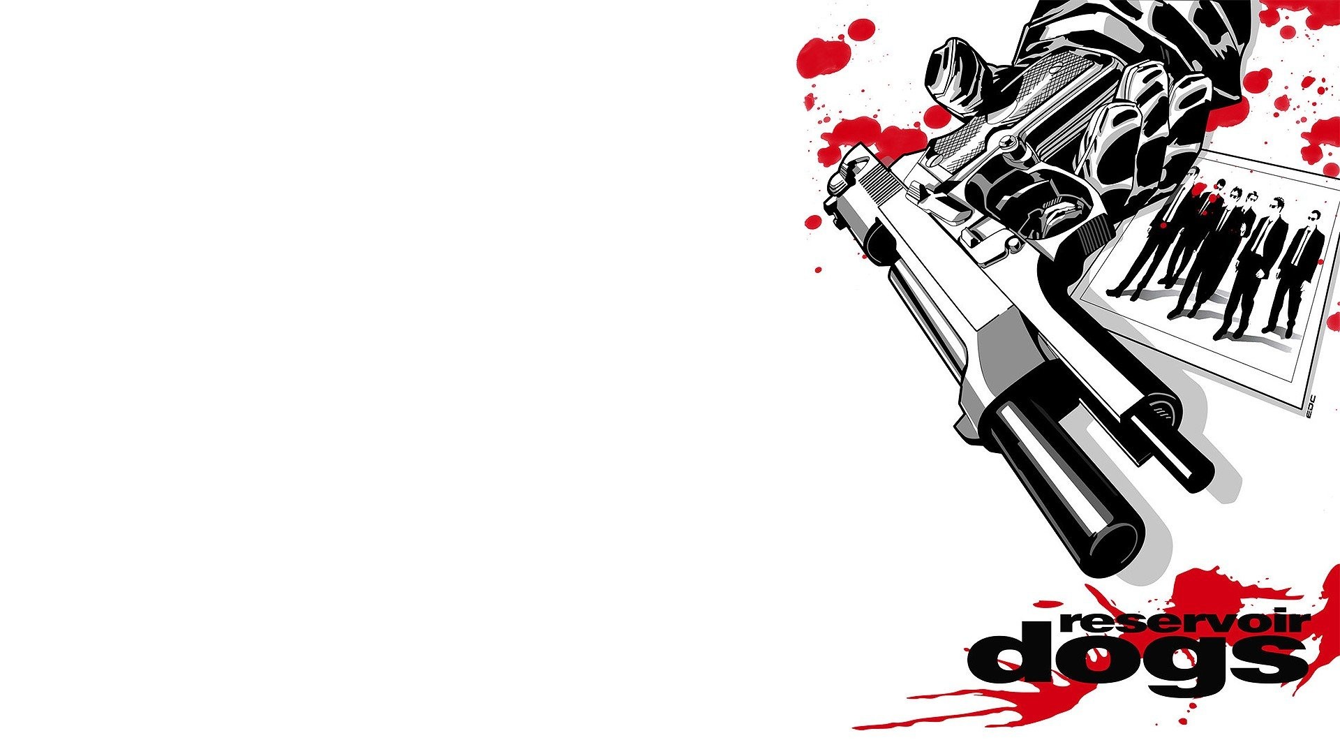 Le iene, Reservoir Dogs, Pistola, Schizzi di sangue, Sfondo bianco, wallpaper per portatile