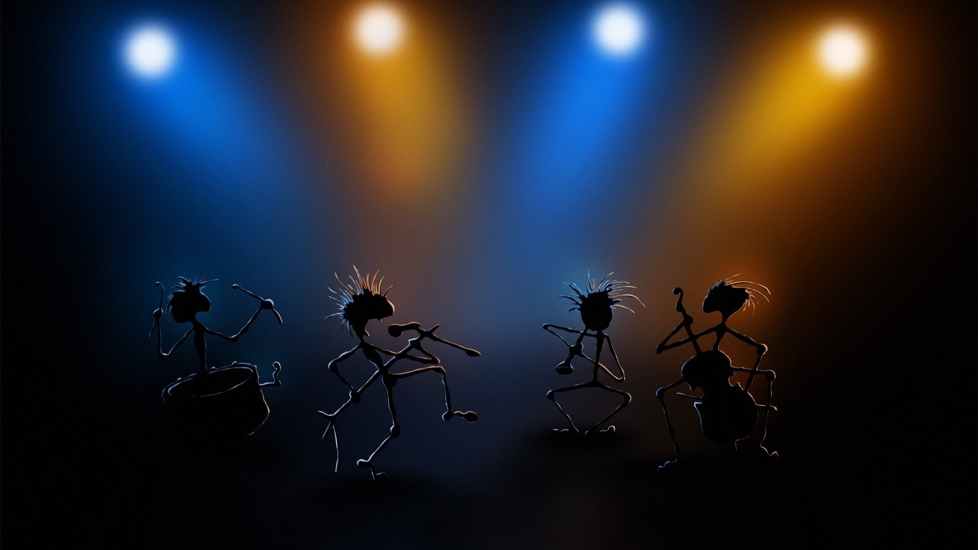 Band, Palco, Riflettori, Silhouette, Concerto, Full HD, sfondo per PC e portatile
