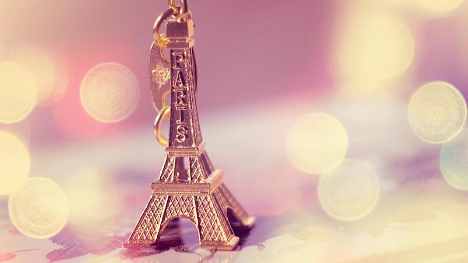 Torre Eiffel, Portachiavi, Bokeh, Rosa, 1920x1080, immagine di sfondo