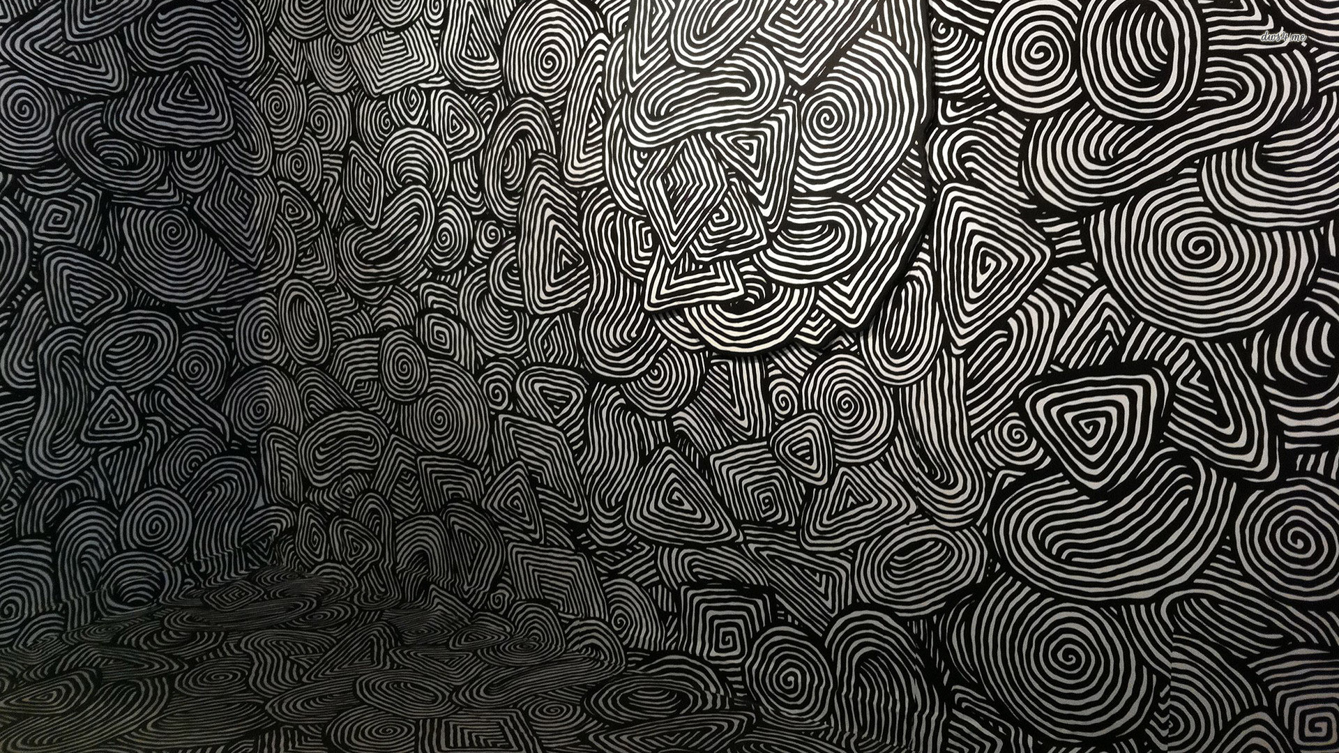 Linee concentriche, Bianco e nero, Motivo astratto, Op art, Full HD 1080p, sfondo desktop