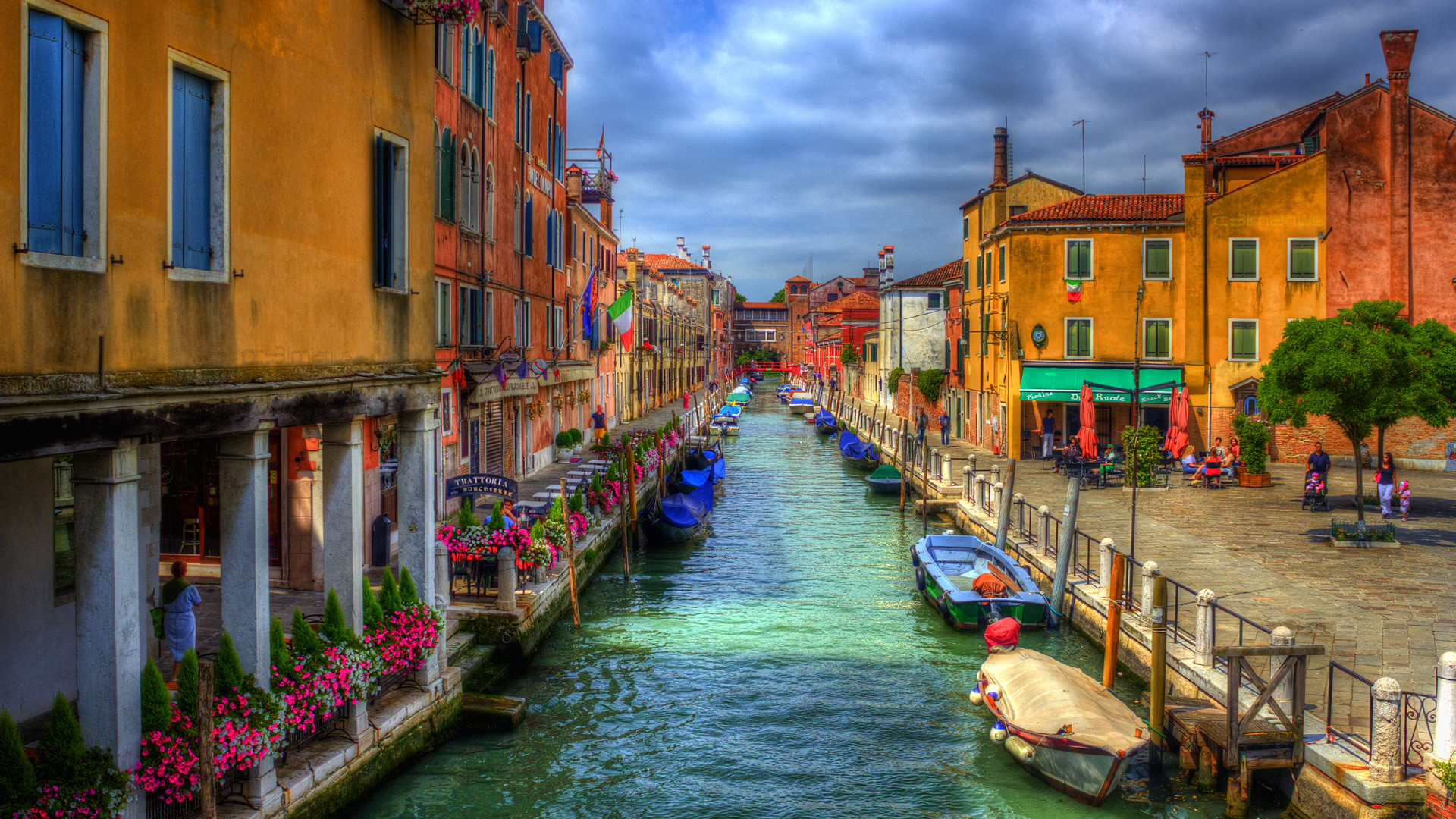 Burano, Venezia, Case colorate, Canale, Barche, Full HD, wallpaper desktop