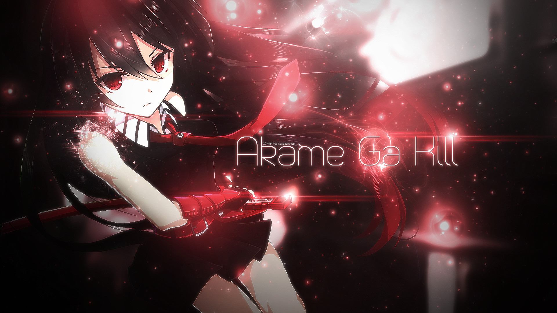 Akame, Akame ga Kill!, Effetti luminosi, Rosso, Full HD, sfondo Windows 11
