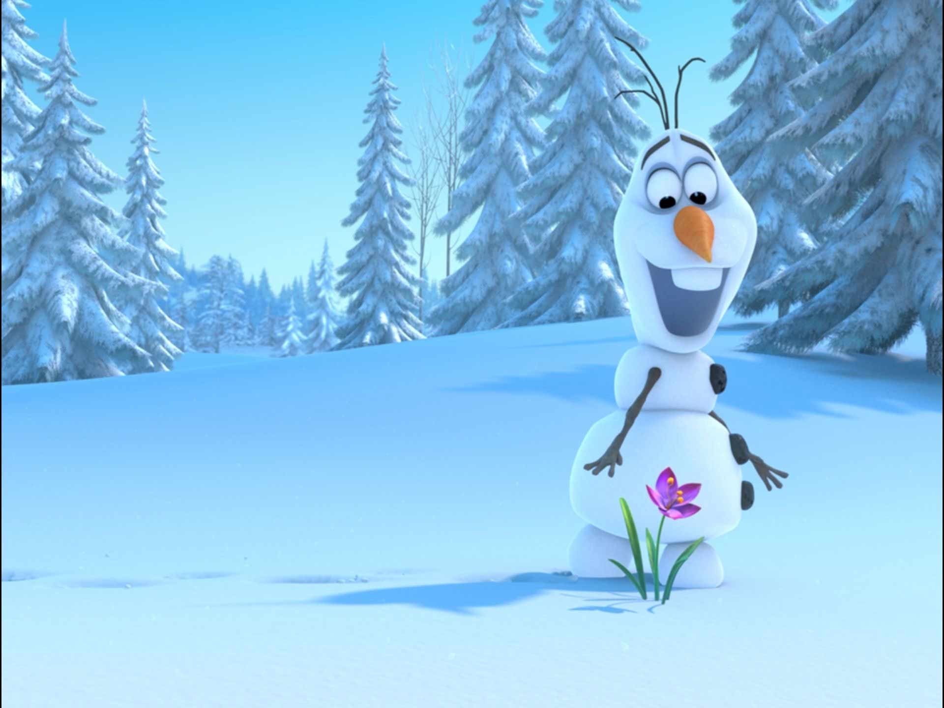 Olaf, Frozen - Il regno di ghiaccio, Neve, Abeti, Fiore, Full HD, sfondo per iPad e tablet