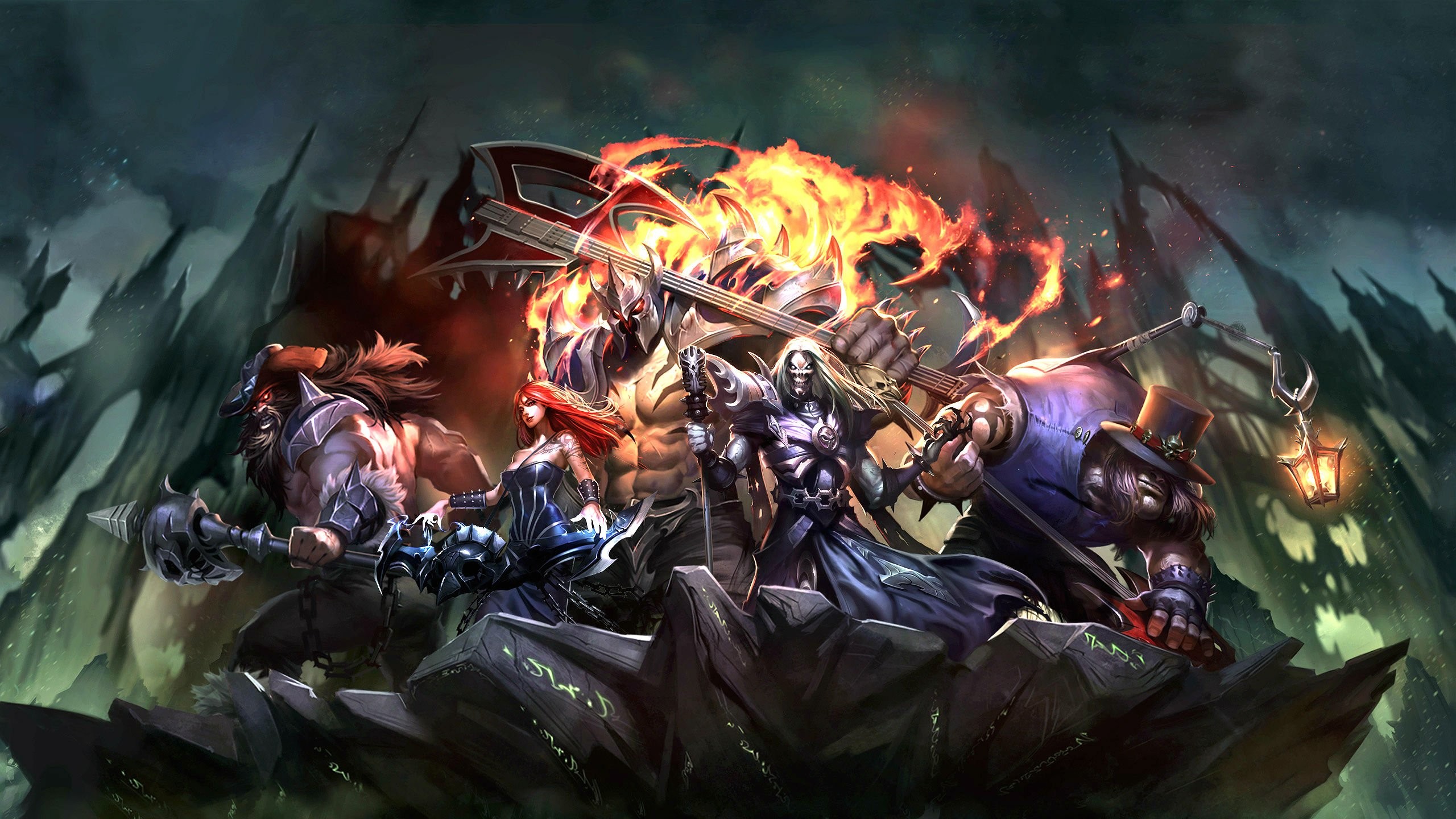 Nasus, Renekton, League of Legends, Fuoco, 2K 1440p, sfondo desktop