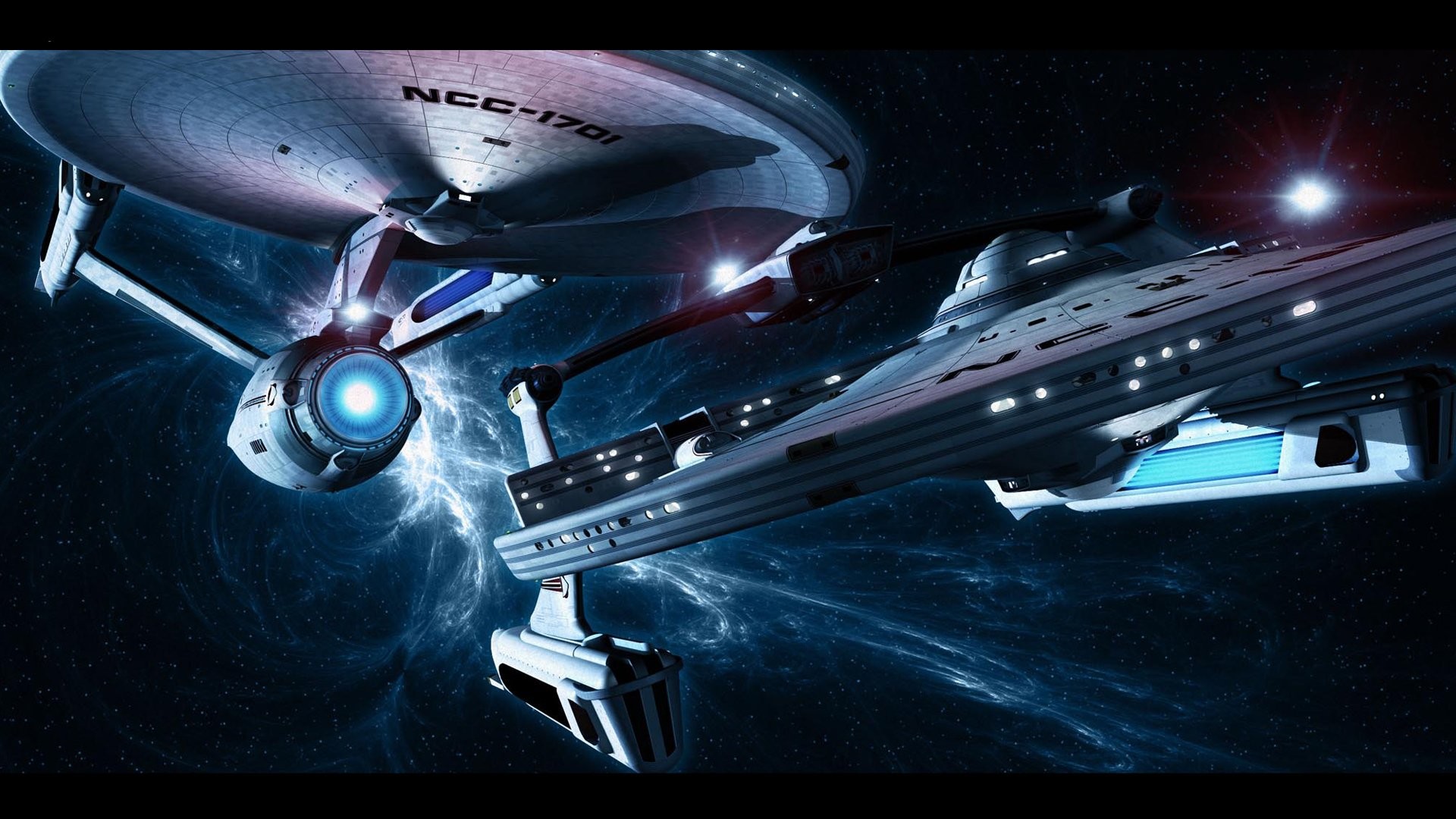 USS Enterprise (NCC-1701), Star Trek, Astronave, Spazio, Nebulosa, sfondo Full HD per computer
