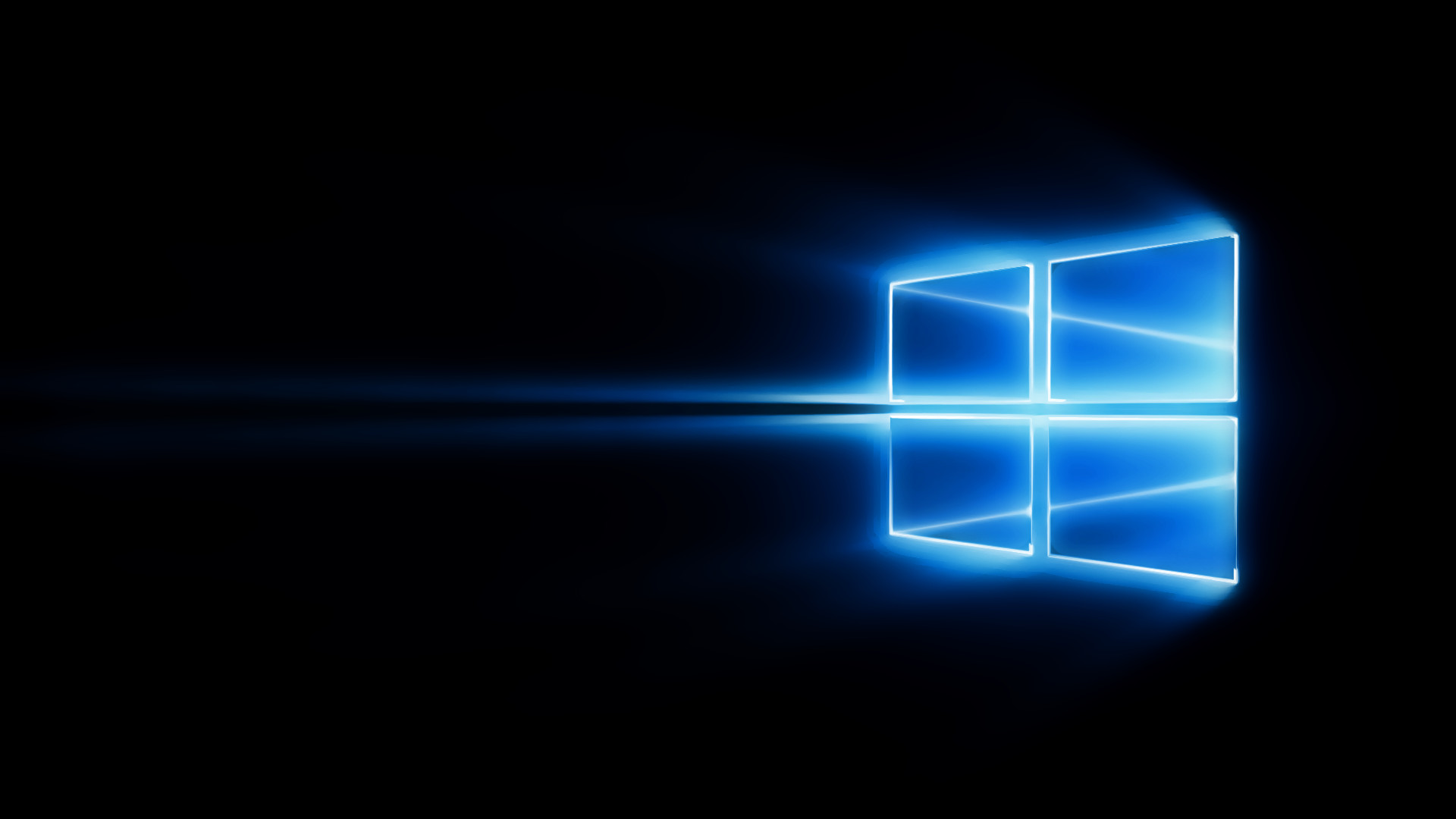 Windows 10, Finestra di luce, Sfondo nero, Blu, 1920x1080, wallpaper desktop