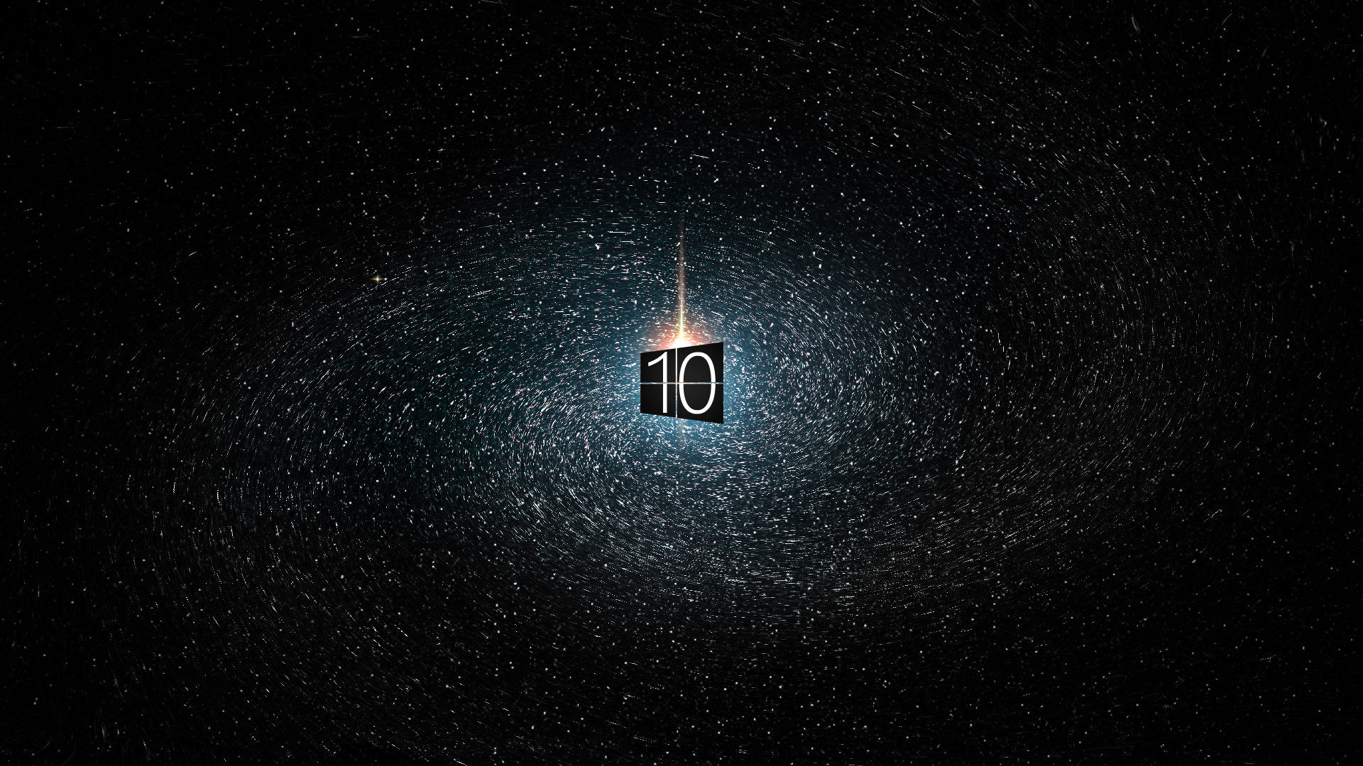 Windows 10, Spazio, Particelle, Sfondo nero, Full HD, wallpaper per PC