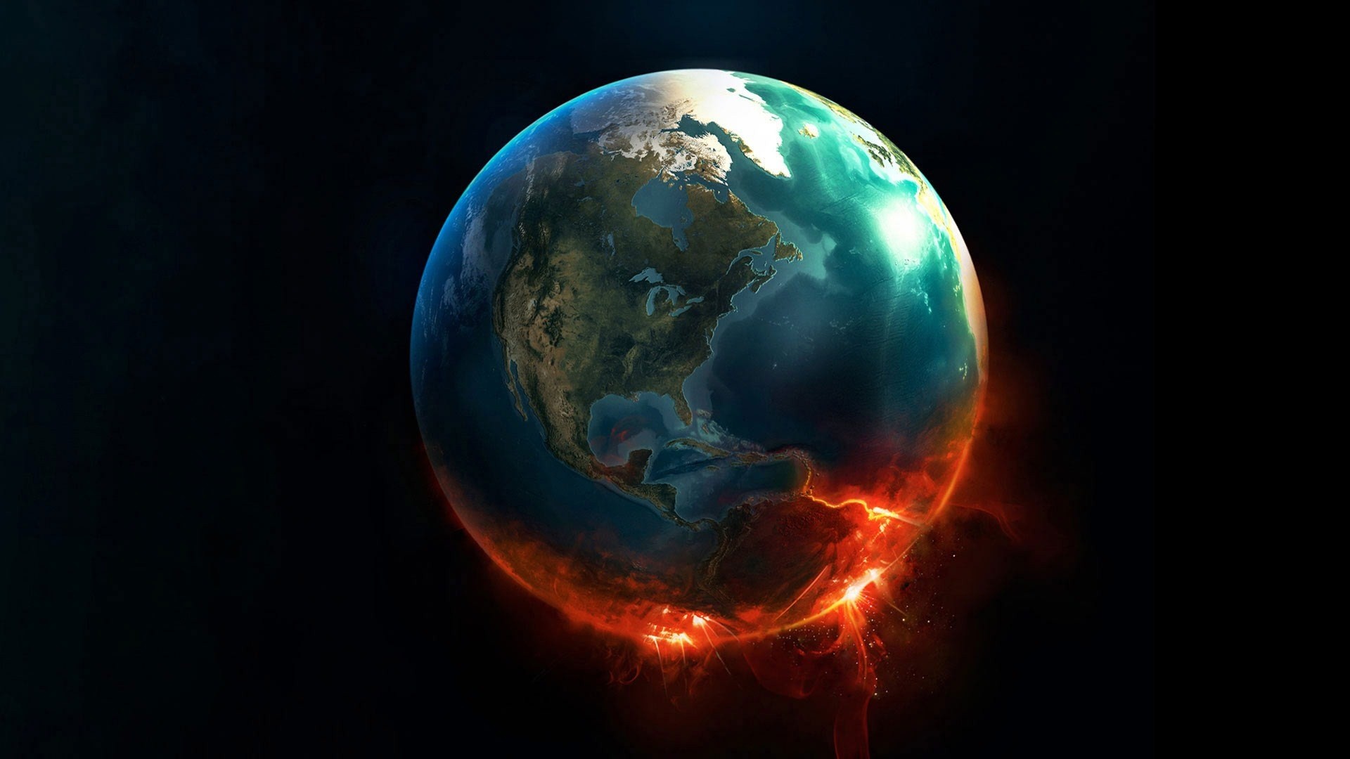 Terra, Pianeta in fiamme, Lava, Spazio, Full HD 1080p, sfondo desktop