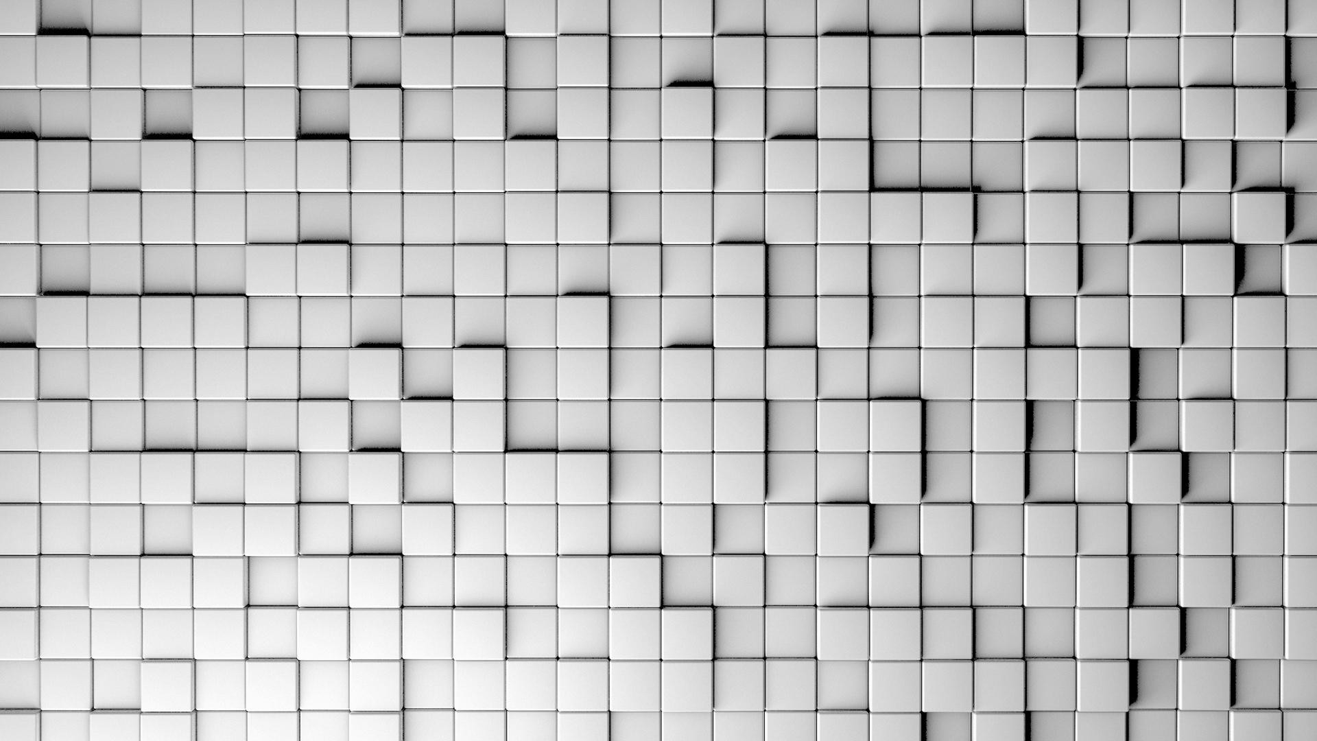 Cubi 3D, Bianco, Geometrico, Pattern, Full HD, sfondo per PC e portatile