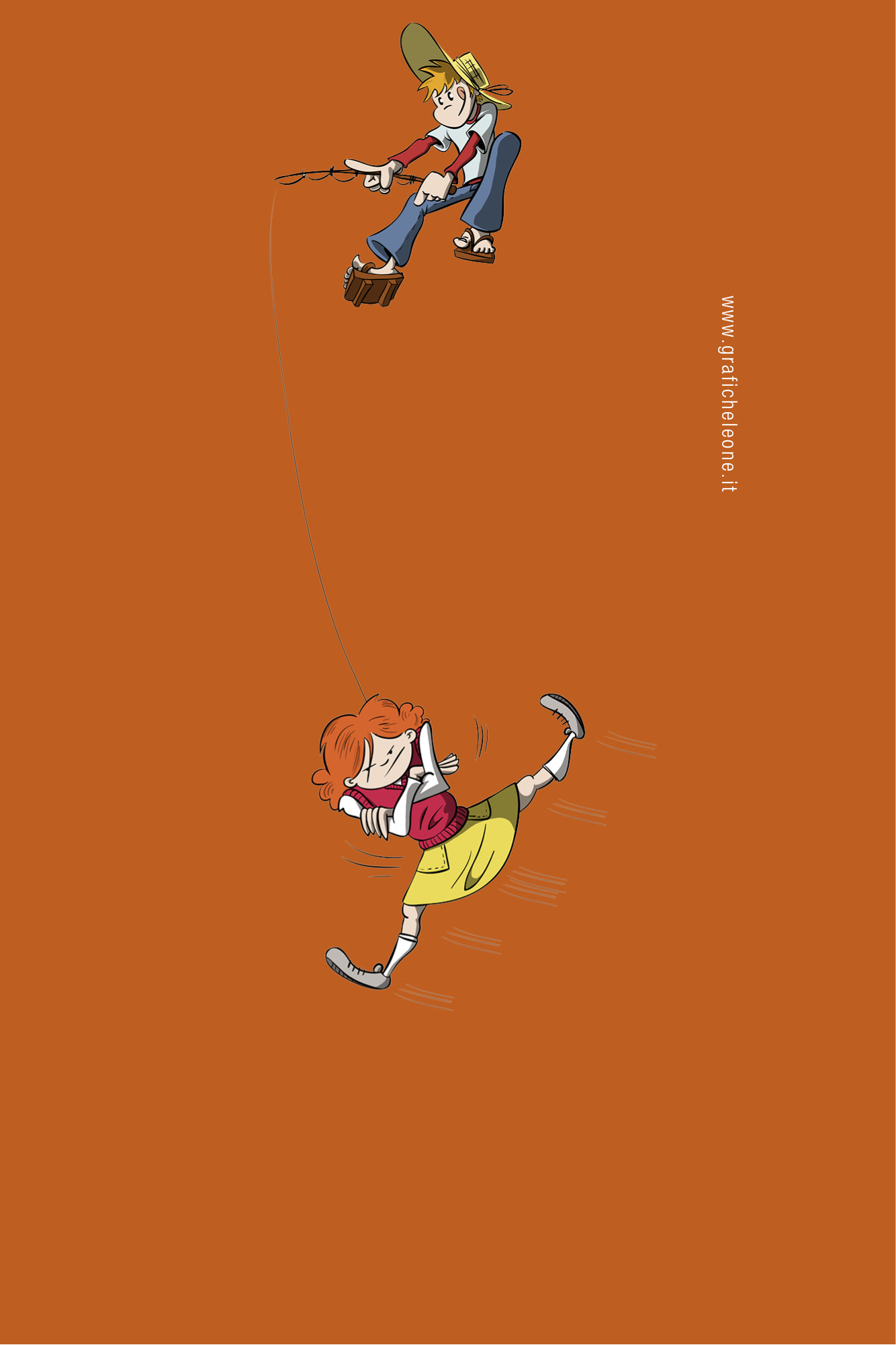 Personaggi cartoon, Illustrazione, Sfondo arancione, Full HD, schermata di blocco iPhone 4S