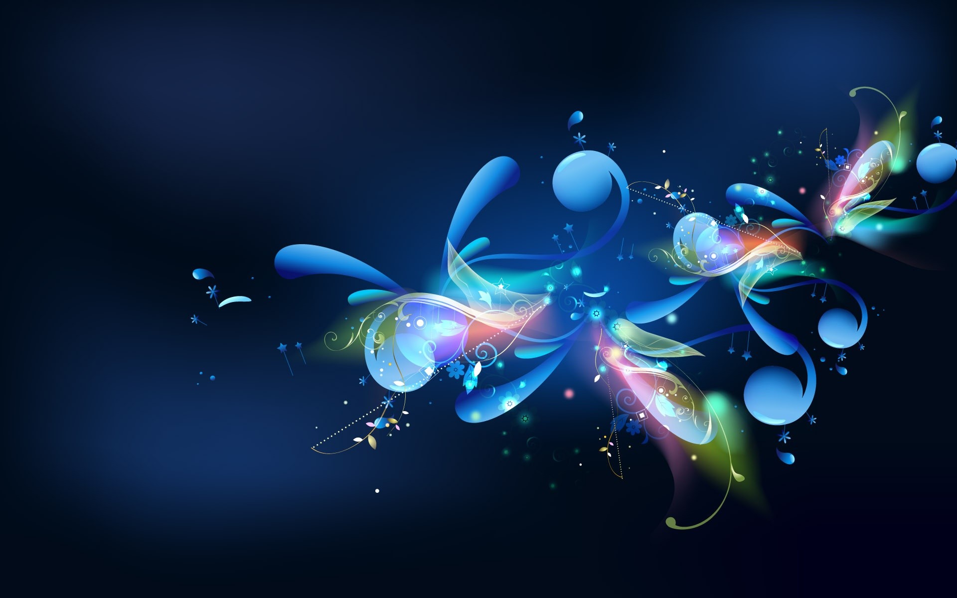 Astratto, Forme luminose, Sfondo blu, wallpaper PC