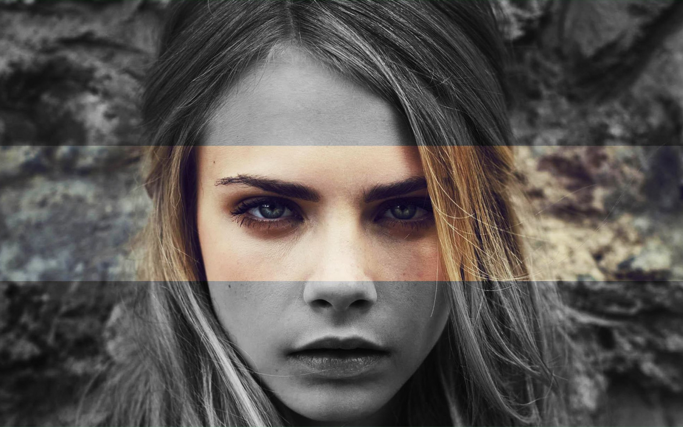 Cara Delevingne, Primo piano, Bianco e nero, Effetto grafico, 2240x1400, sfondo MacBook Pro