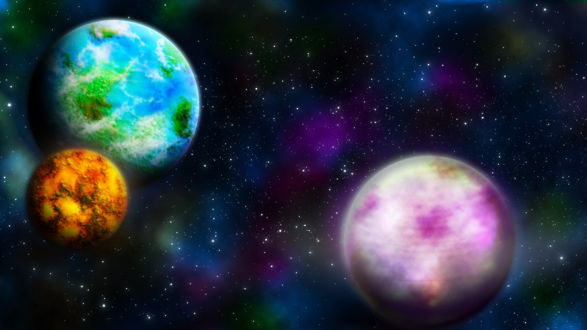 Pianeti, Spazio, Stelle, Arte digitale, 16:9 Full HD, sfondo widescreen