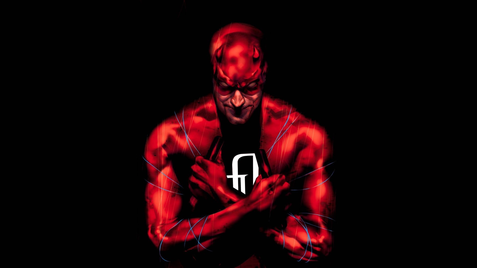 Daredevil, Fumetto, Rosso, Sfondo nero, Full HD, wallpaper per computer
