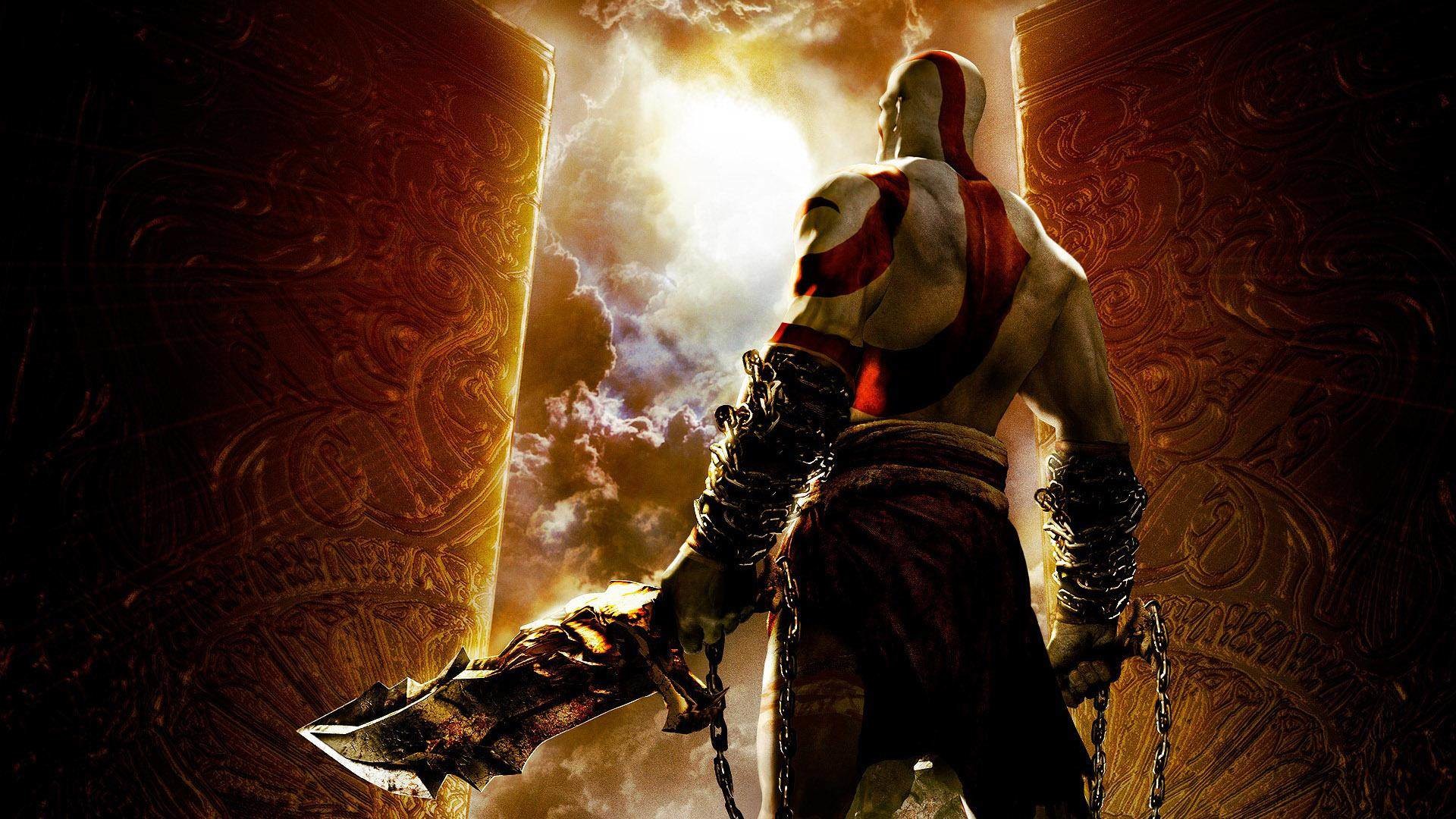 Kratos, God of War, Lame del Caos, Portale, Full HD, sfondo per portatile