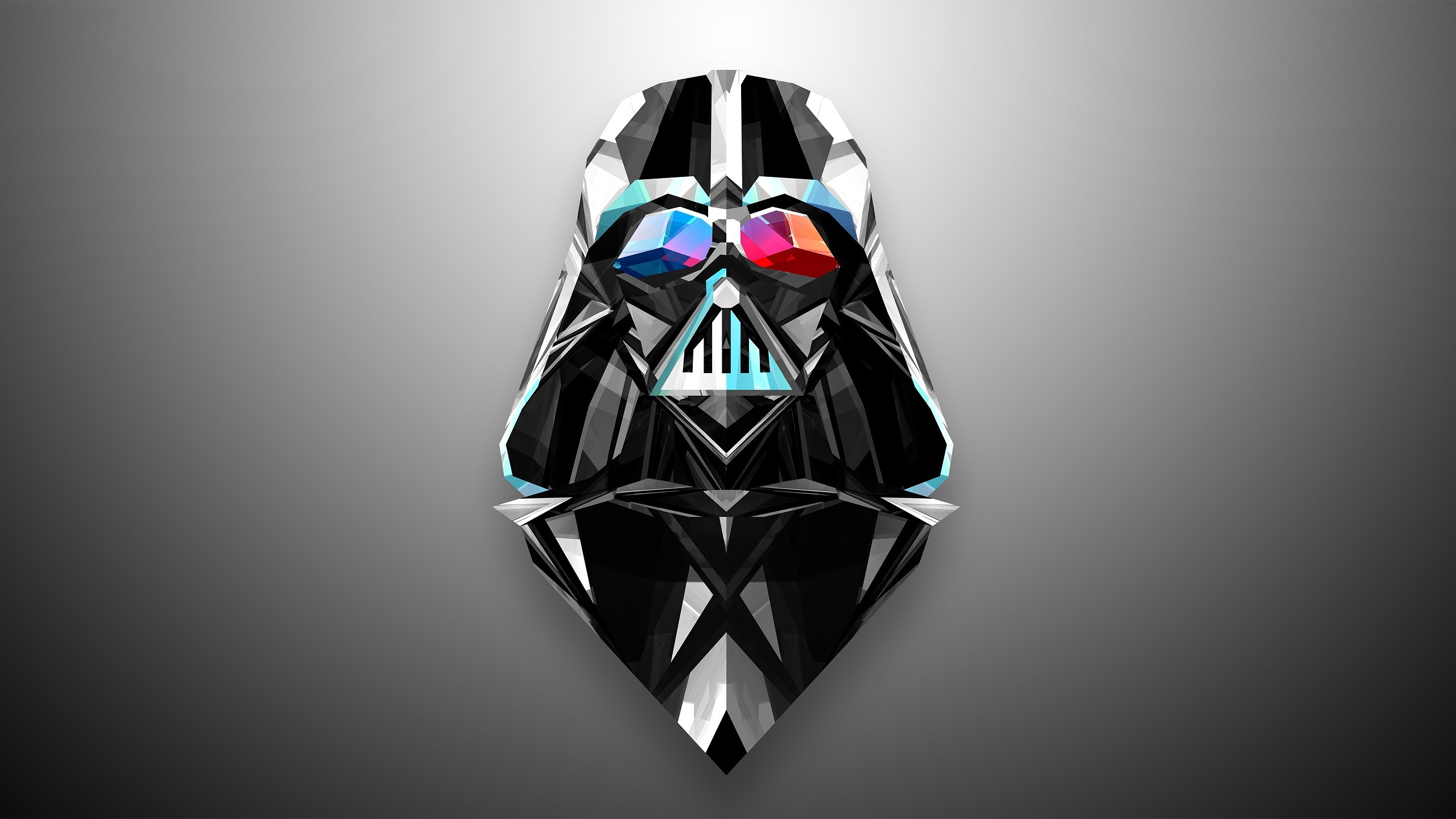 Darth Vader, Casco, Low poly, Sfondo grigio, 2K, wallpaper per portatile