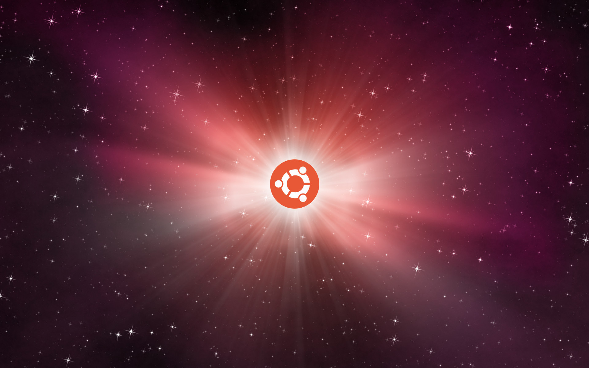 Logo Ubuntu, Esplosione di luce, Spazio, Stelle, 16:10 Full HD, wallpaper widescreen