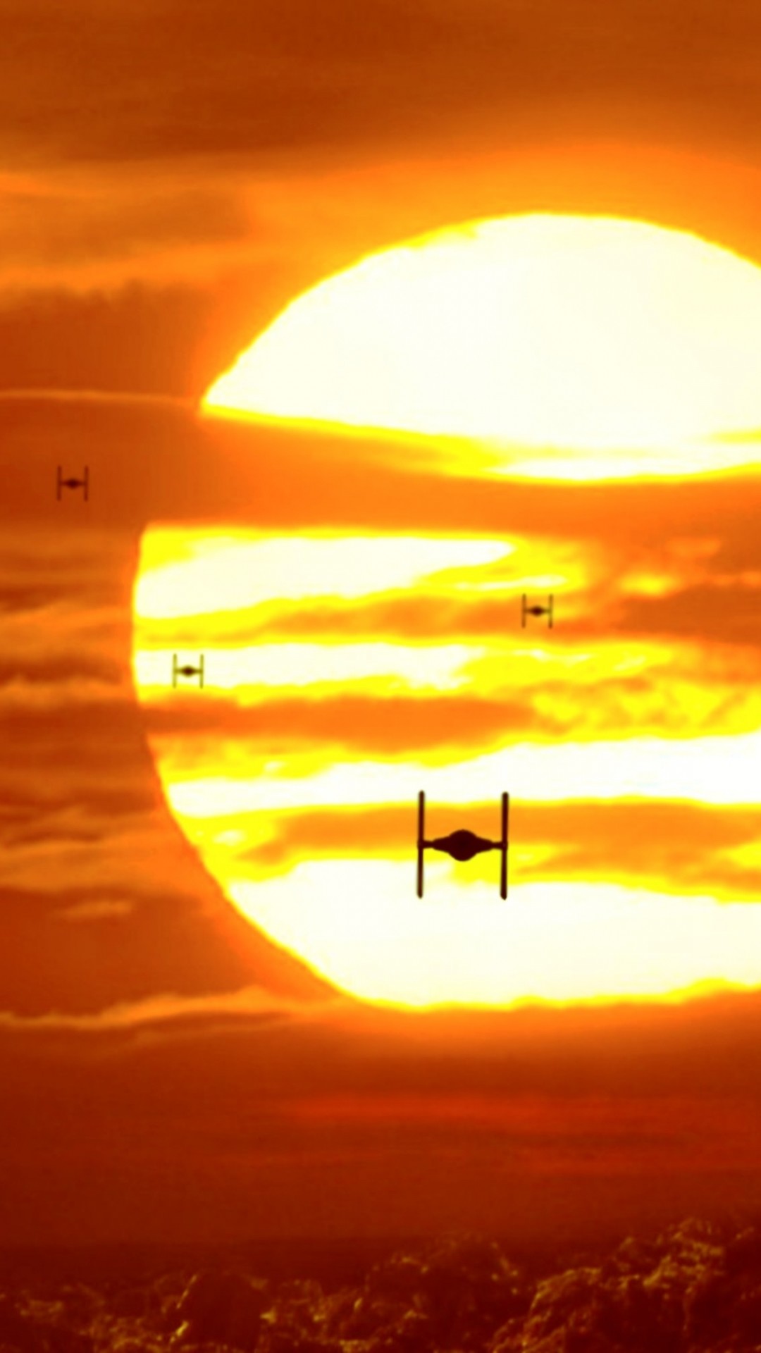 TIE fighter, Sole, Tramonto, Star Wars, sfondo per iPhone e Android
