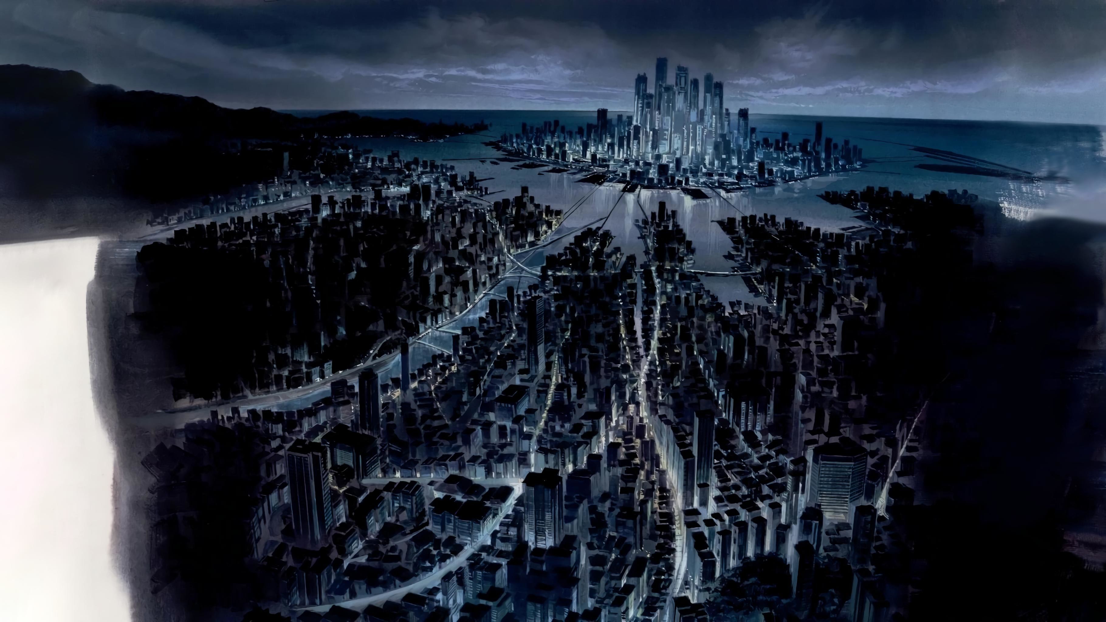 Ghost in the Shell, Città, Veduta aerea, Notte, 2K, sfondo per PC