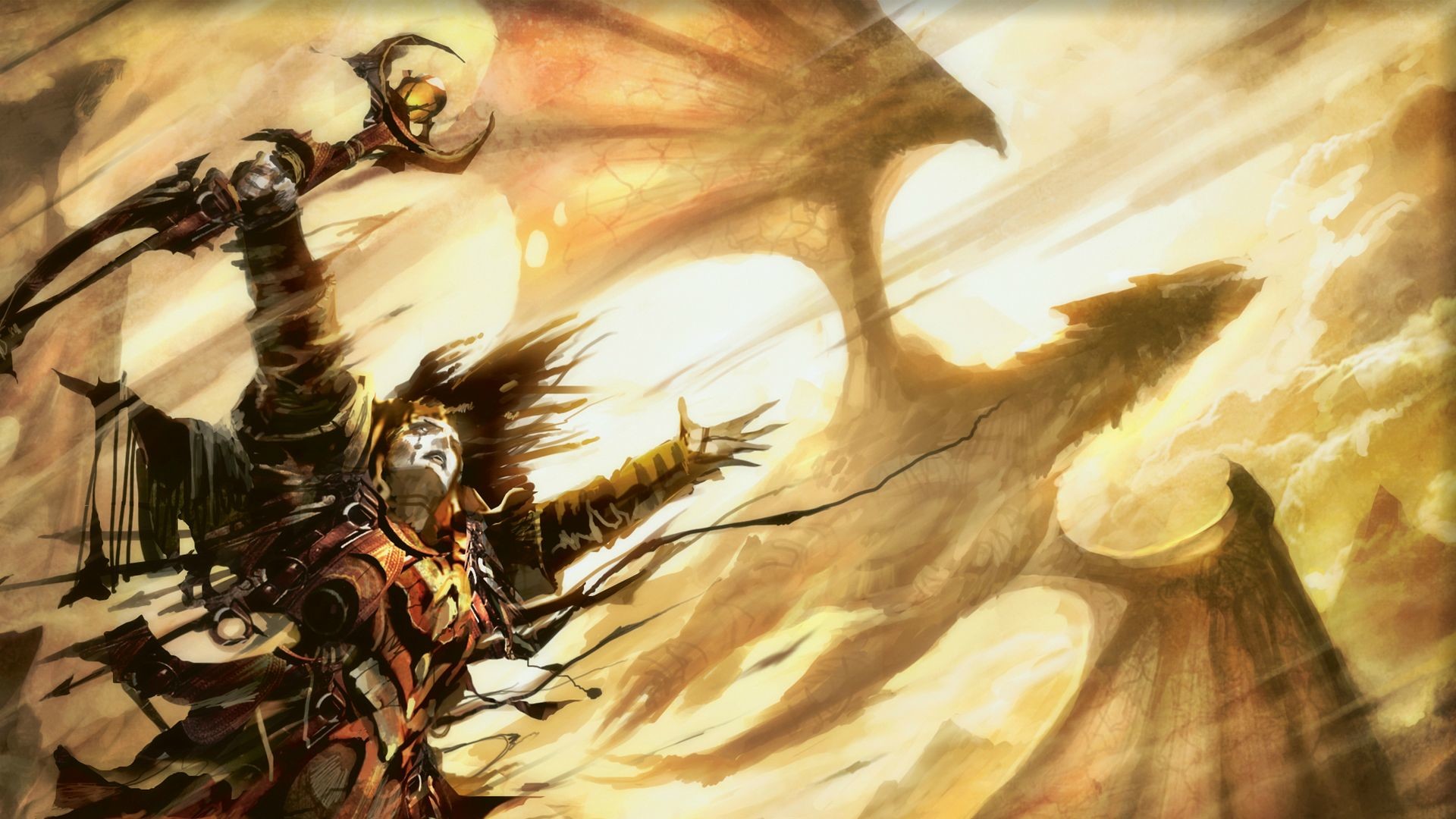 Magic: The Gathering, Drago, Mago, Sabbia, 16:9 Full HD, sfondo widescreen