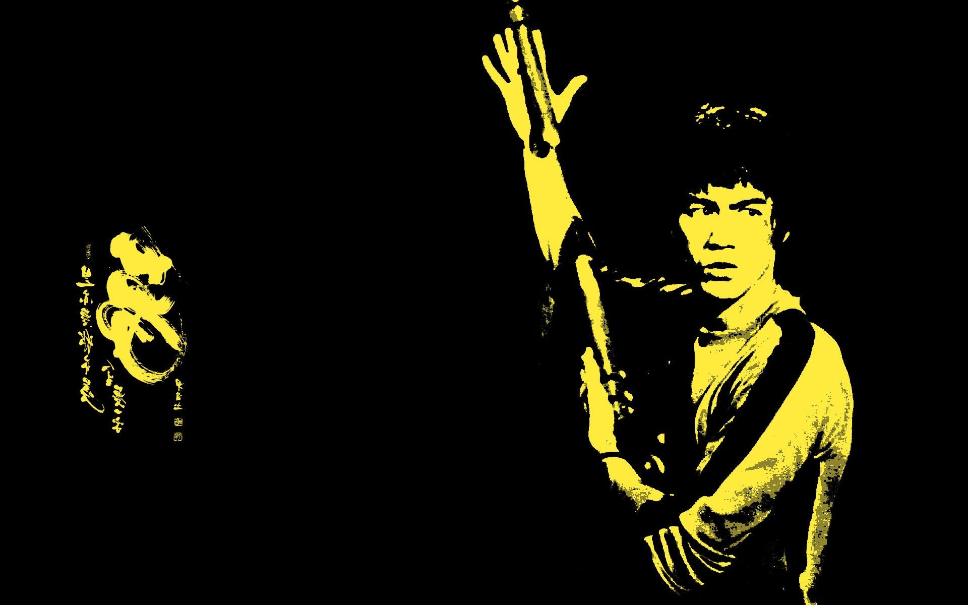 Bruce Lee, Giallo e nero, Stencil, 1920x1200, sfondo per PC