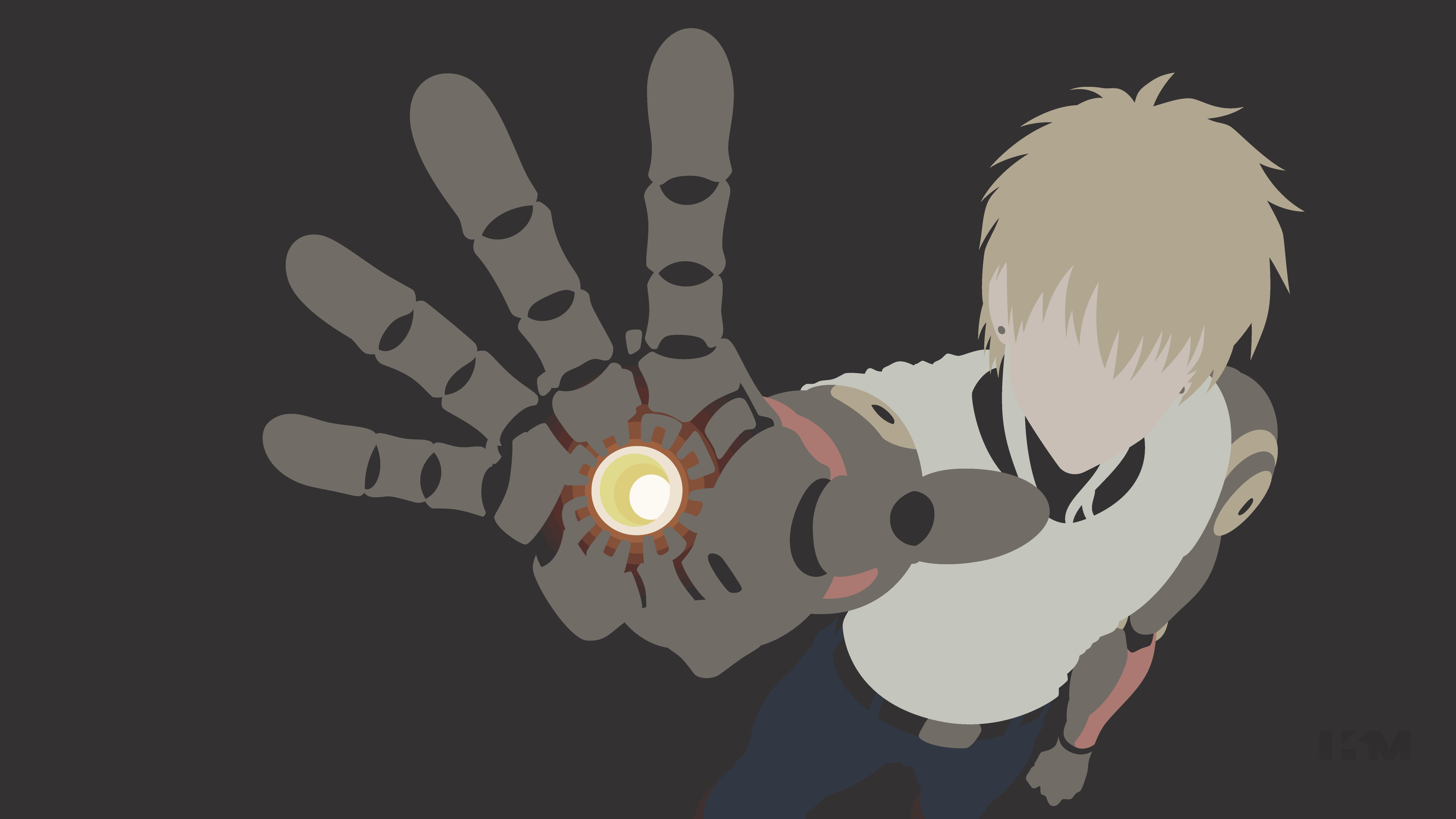 Genos, One Punch Man, Minimalista, Braccio meccanico, 16:9 4K, sfondo widescreen