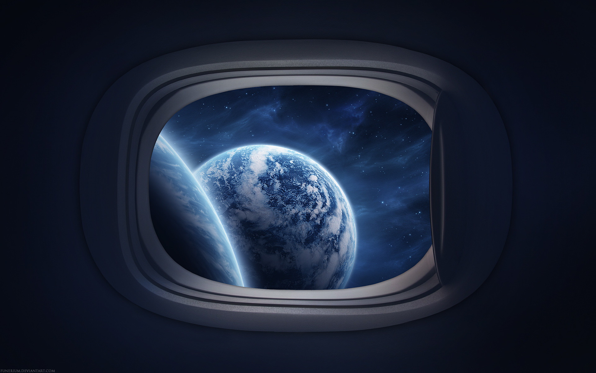 Oblò, Pianeta, Astronave, Blu, 1920x1200, sfondo per PC