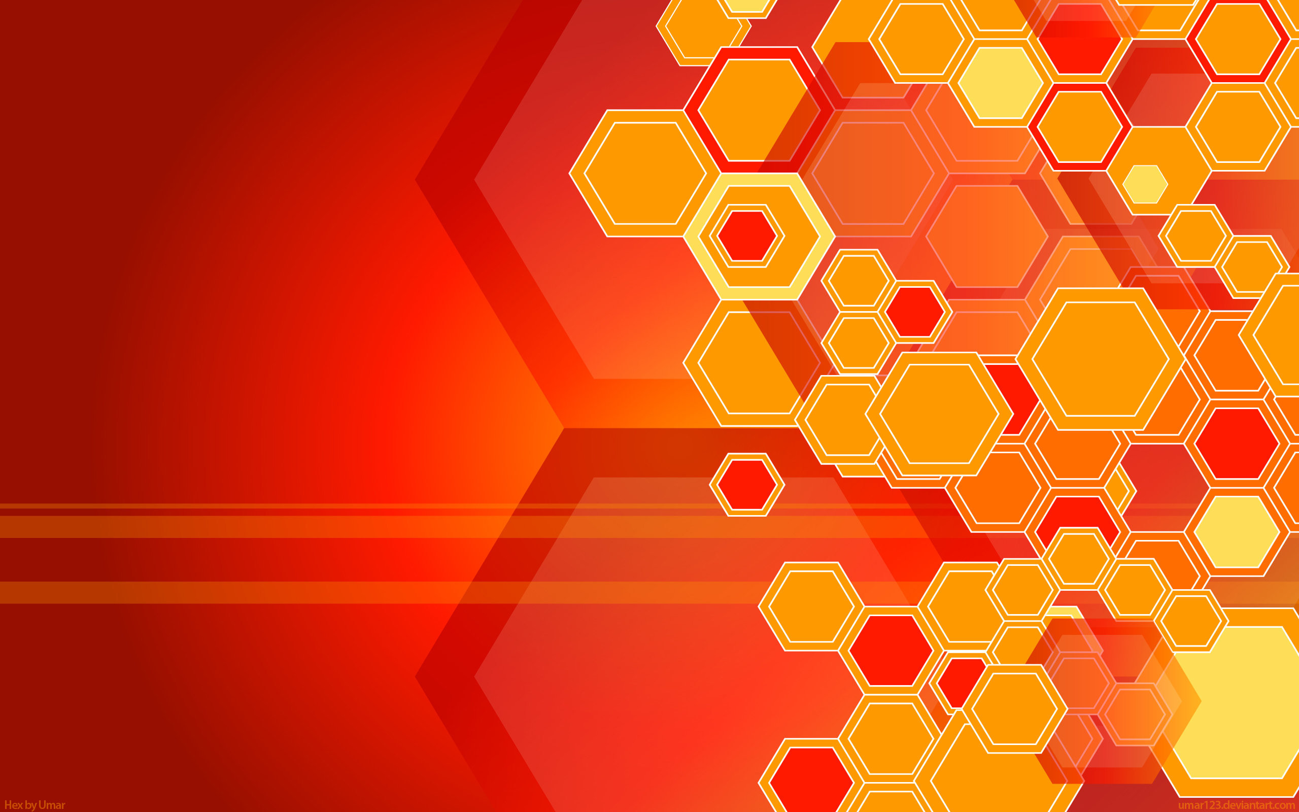 Esagoni, Geometrico, Rosso e arancione, 2K, sfondo per portatile