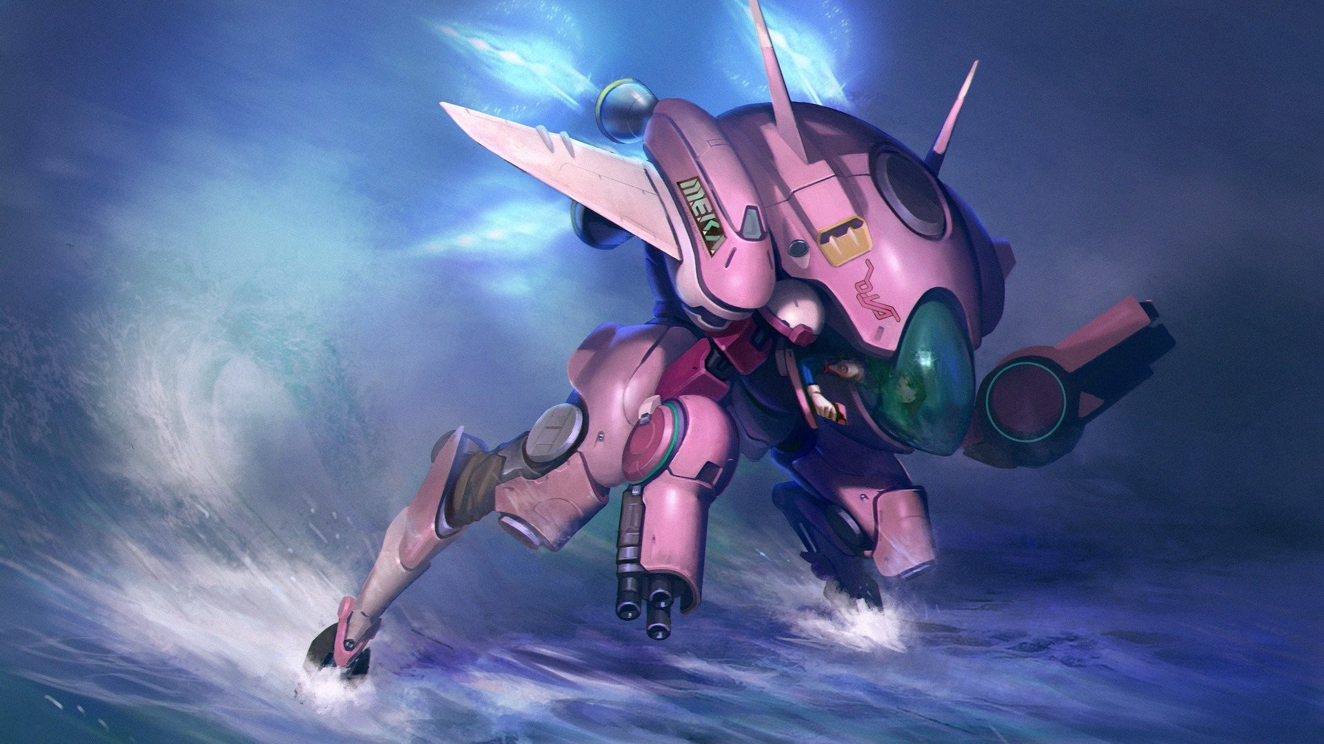 D.Va, Overwatch, MEKA, Mare, Azione, Full HD, sfondo Windows 11