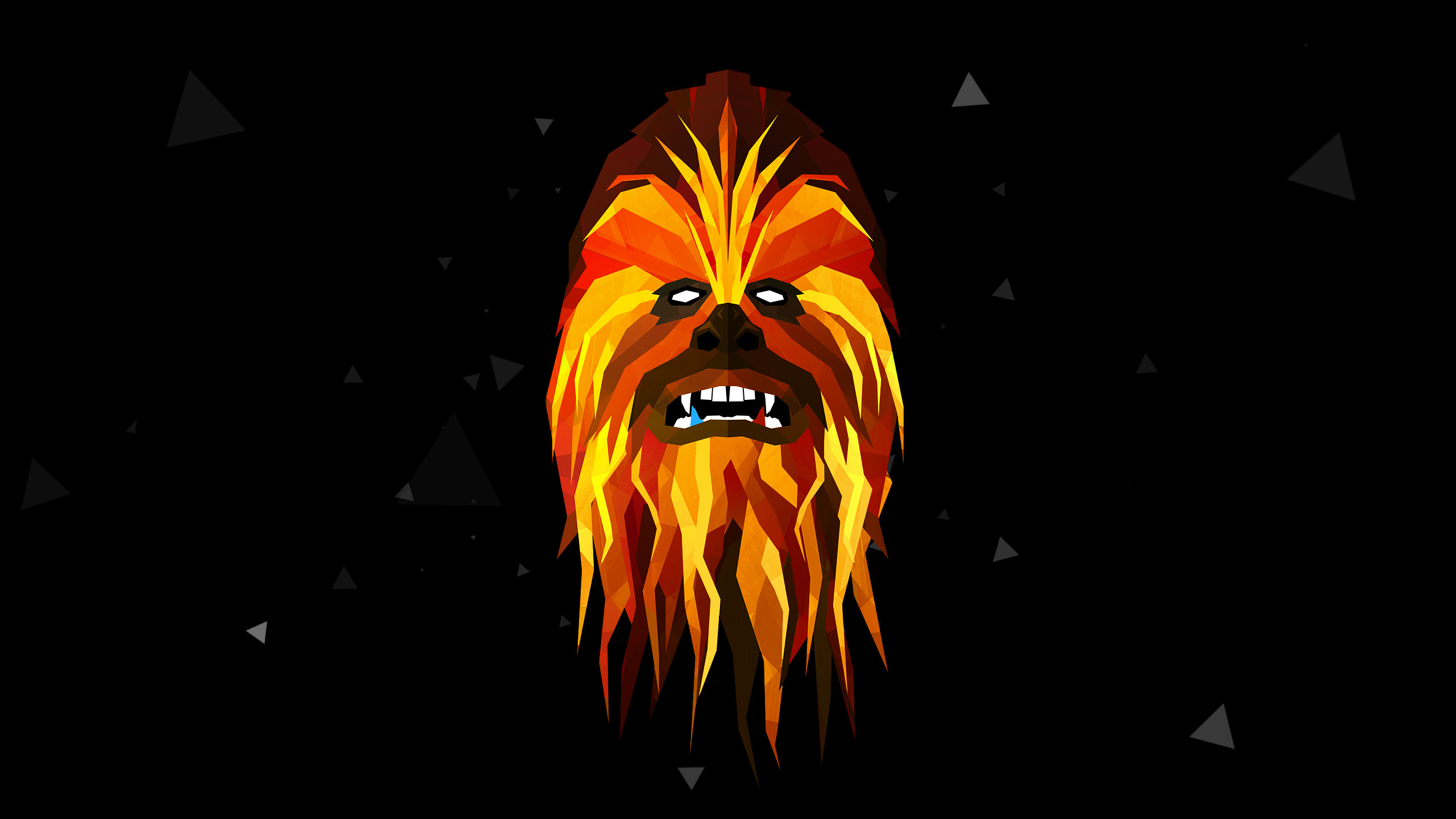 Chewbacca, Star Wars, Low poly, Sfondo nero, 2K, wallpaper per computer