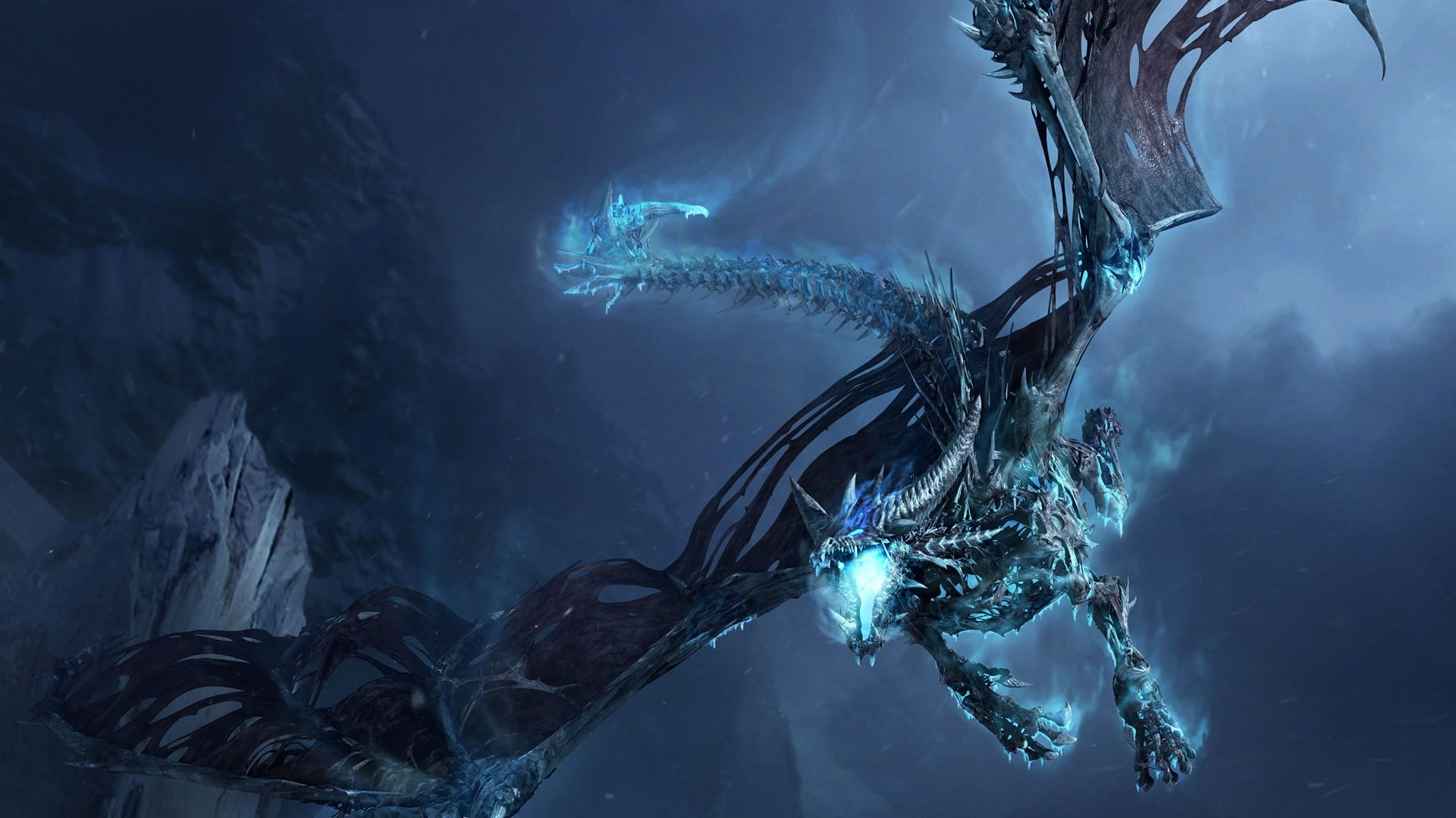Drago di ghiaccio, World of Warcraft, Arte fantasy, Blu, Full HD 1080p, sfondo desktop
