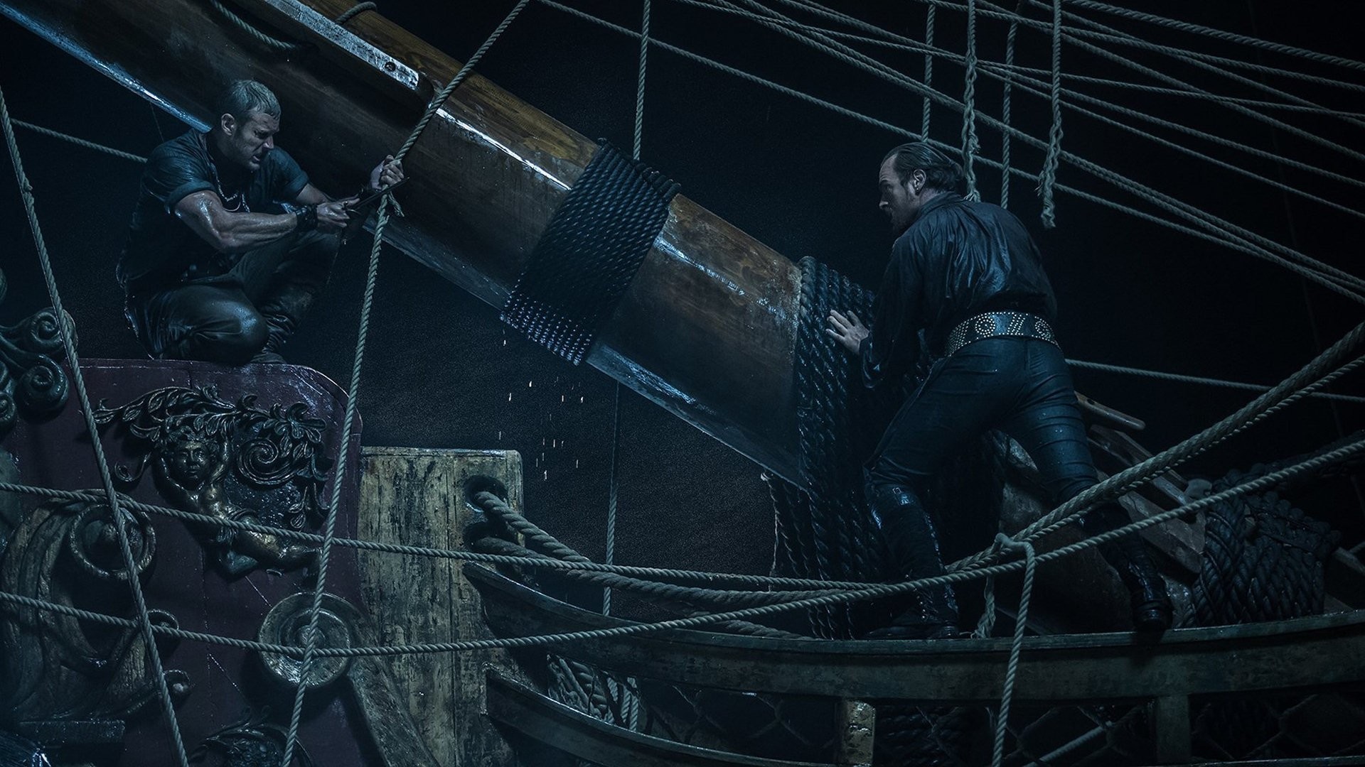 Black Sails, Sartiame, Nave pirata, Notte, Full HD, wallpaper per PC
