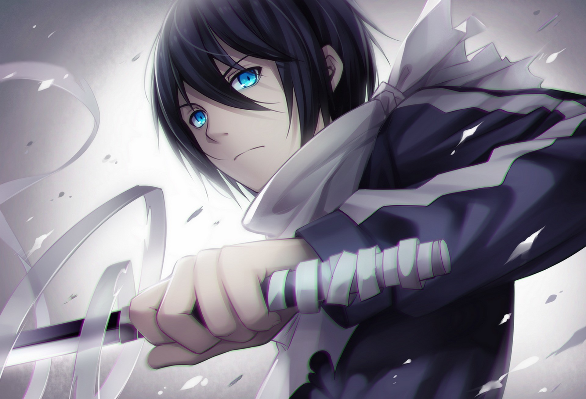 Yato, Noragami, Katana, Occhi azzurri, Anime, Full HD, sfondo desktop