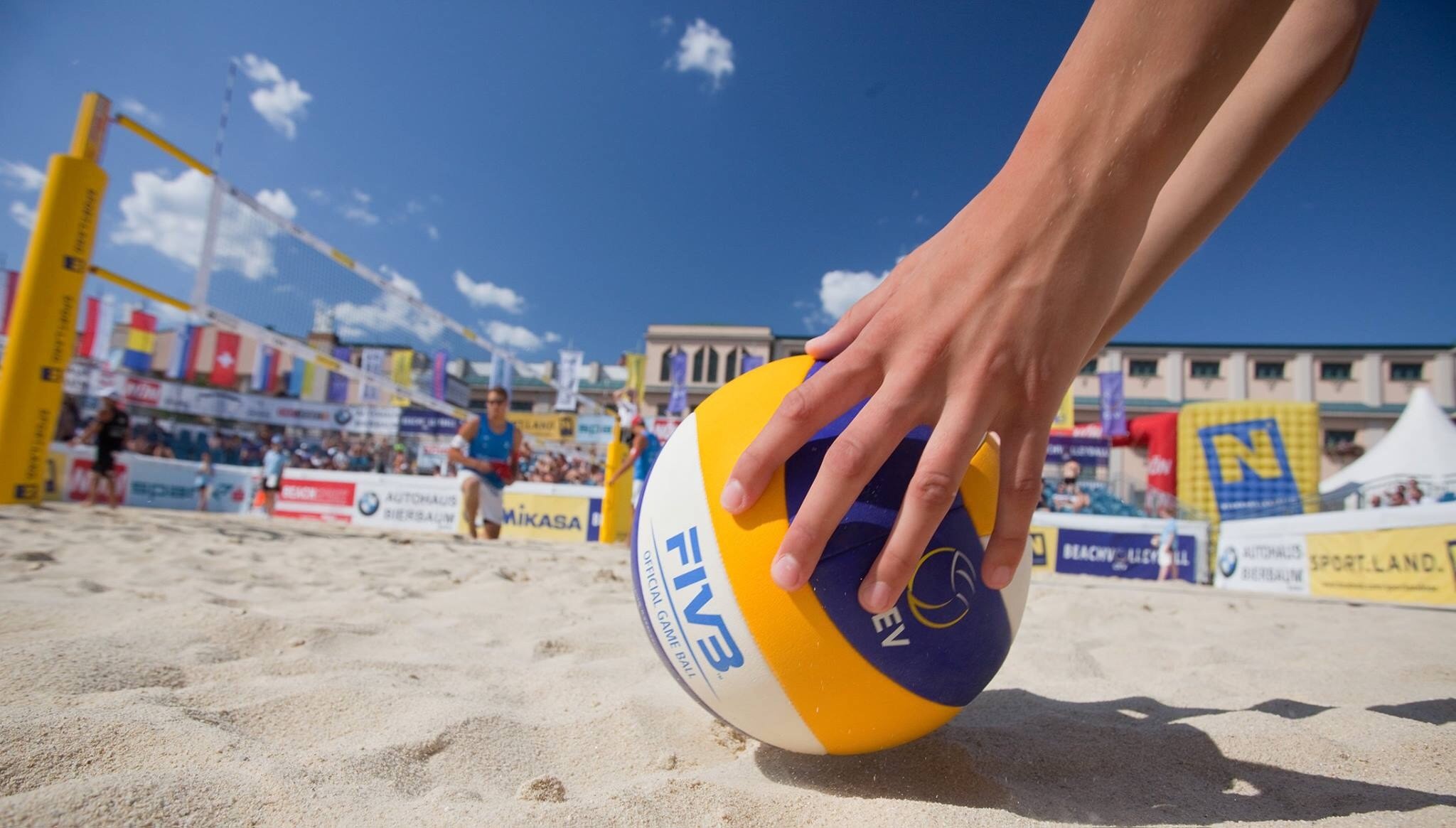 Beach volley, Pallone FIVB, Mano, Spiaggia, Full HD, wallpaper per portatile